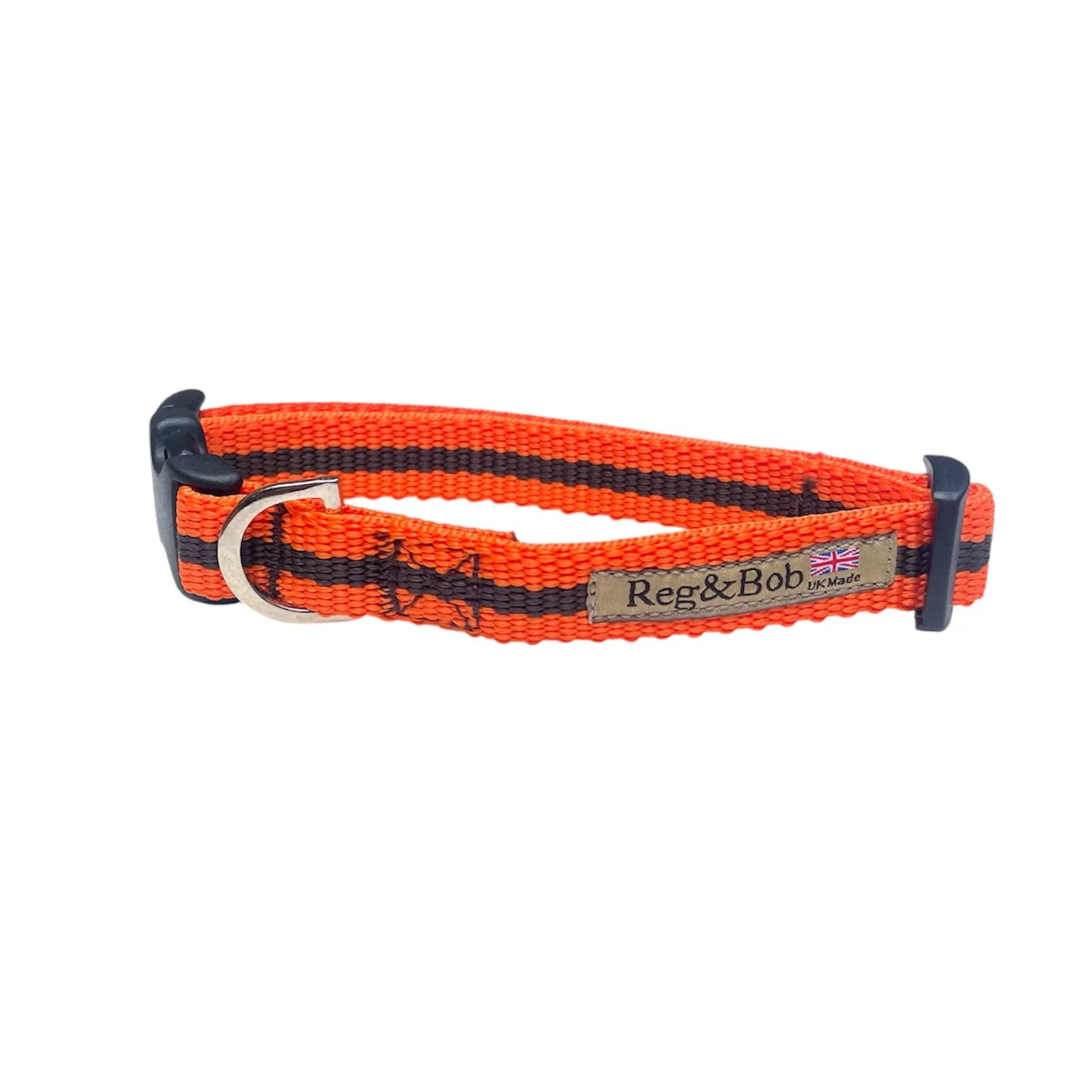 orange and brown striped collar and lead set