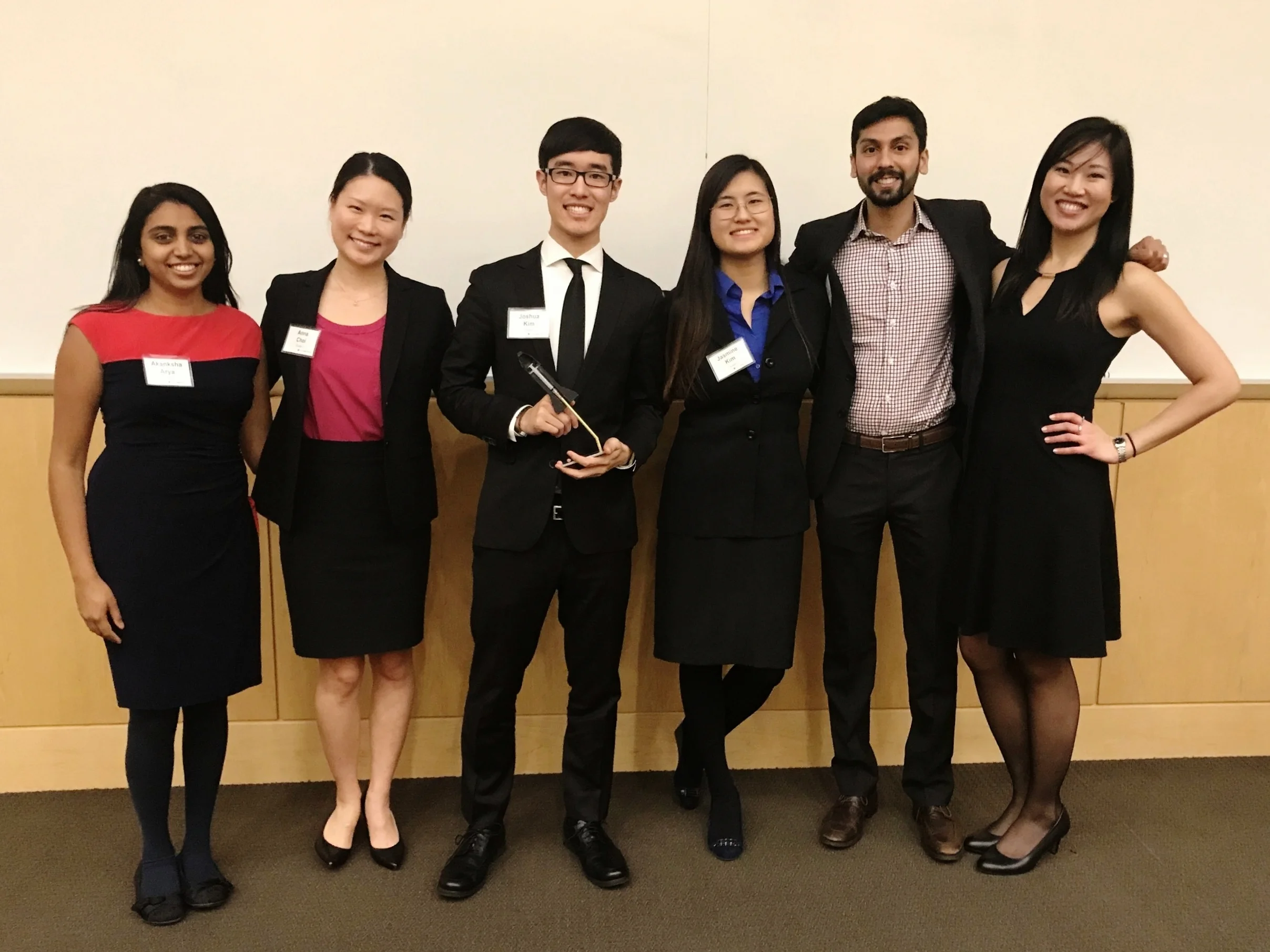 Team Tajjan, Creators of Jetter Left to right: Akanksha Arya (NU Business), Anna Choi (NU Law), Joshua Kim (NU Engineering), Jasmine Kim (NU Engineering), Nish Rastogi (NU Business), Tiffany Wen (NU Medicine)