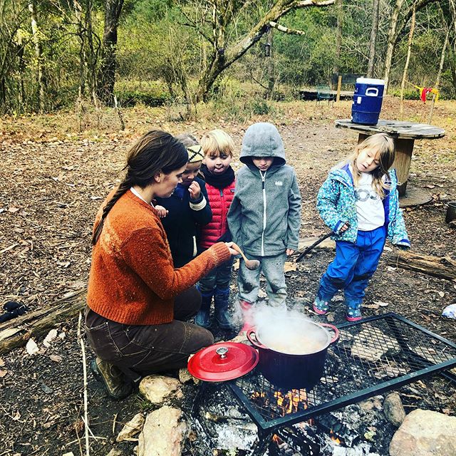 We made a delicious gratitude soup with the children this week. Some helped gather firewood and build a fire, while others peeled and sliced our root vegetables. After it cooked over the fire, we all enjoyed it&rsquo;s deliciousness together. Cooking