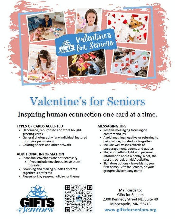 Happy Valentine's Day ~ join us to make some cards this month! 

Our Valentine&rsquo;s Day themed gift drive will take place throughout the month of February. Please consider donating directly in support of our year-round programming for isolated old