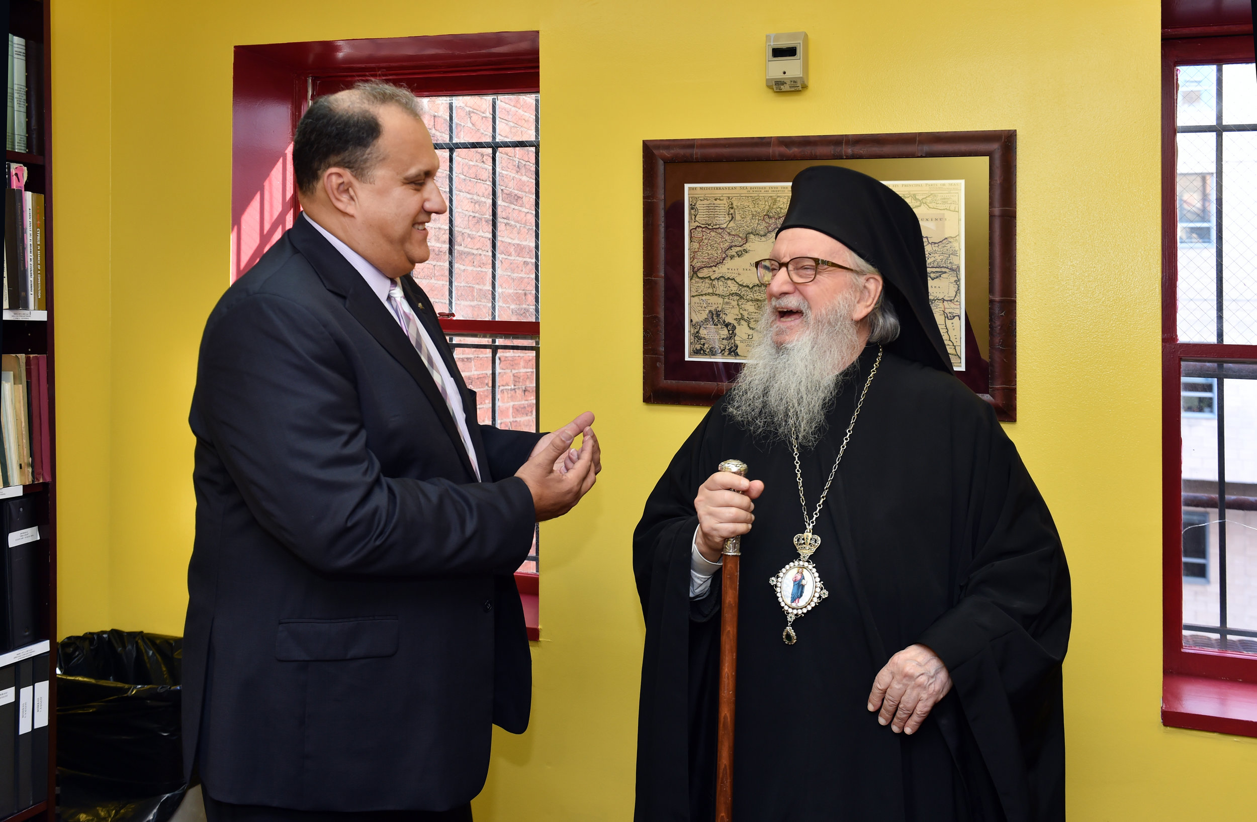  AHI President Nick Larigakis and His Eminence Archbishop Demetrios of America. 