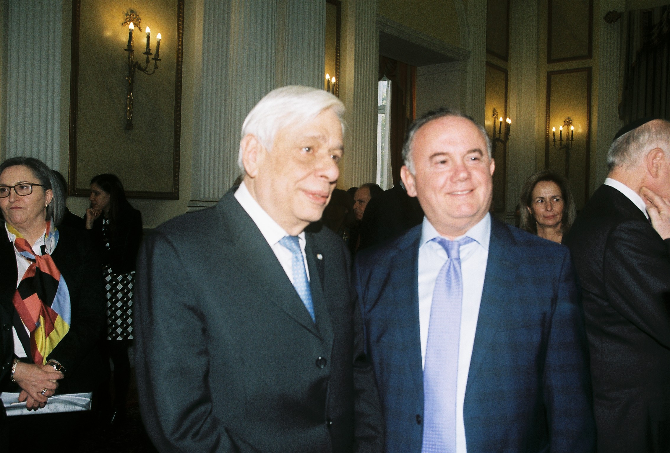  President Pavlopoulos with AHI Board Member Demitri Halakos.&nbsp; 