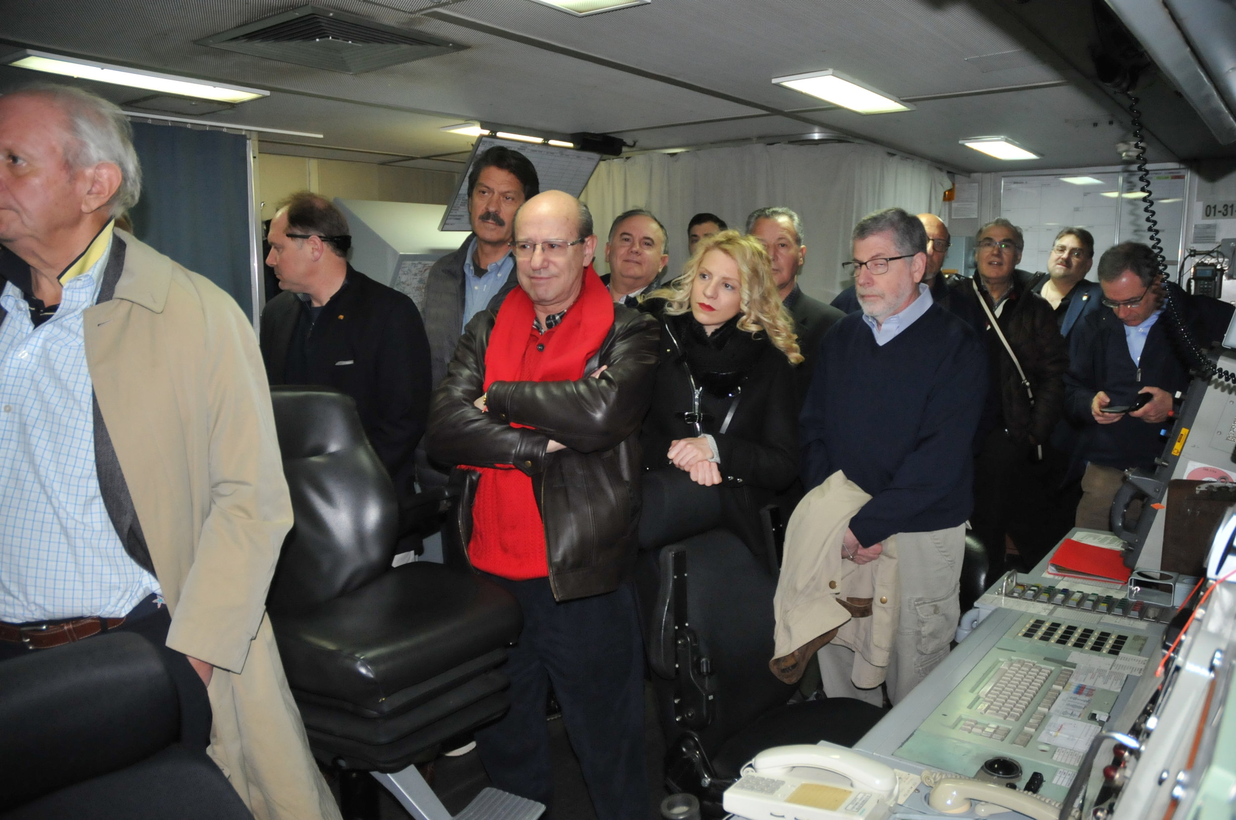  Delegation touring the bridge of the Frigate  Spetses. &nbsp; 