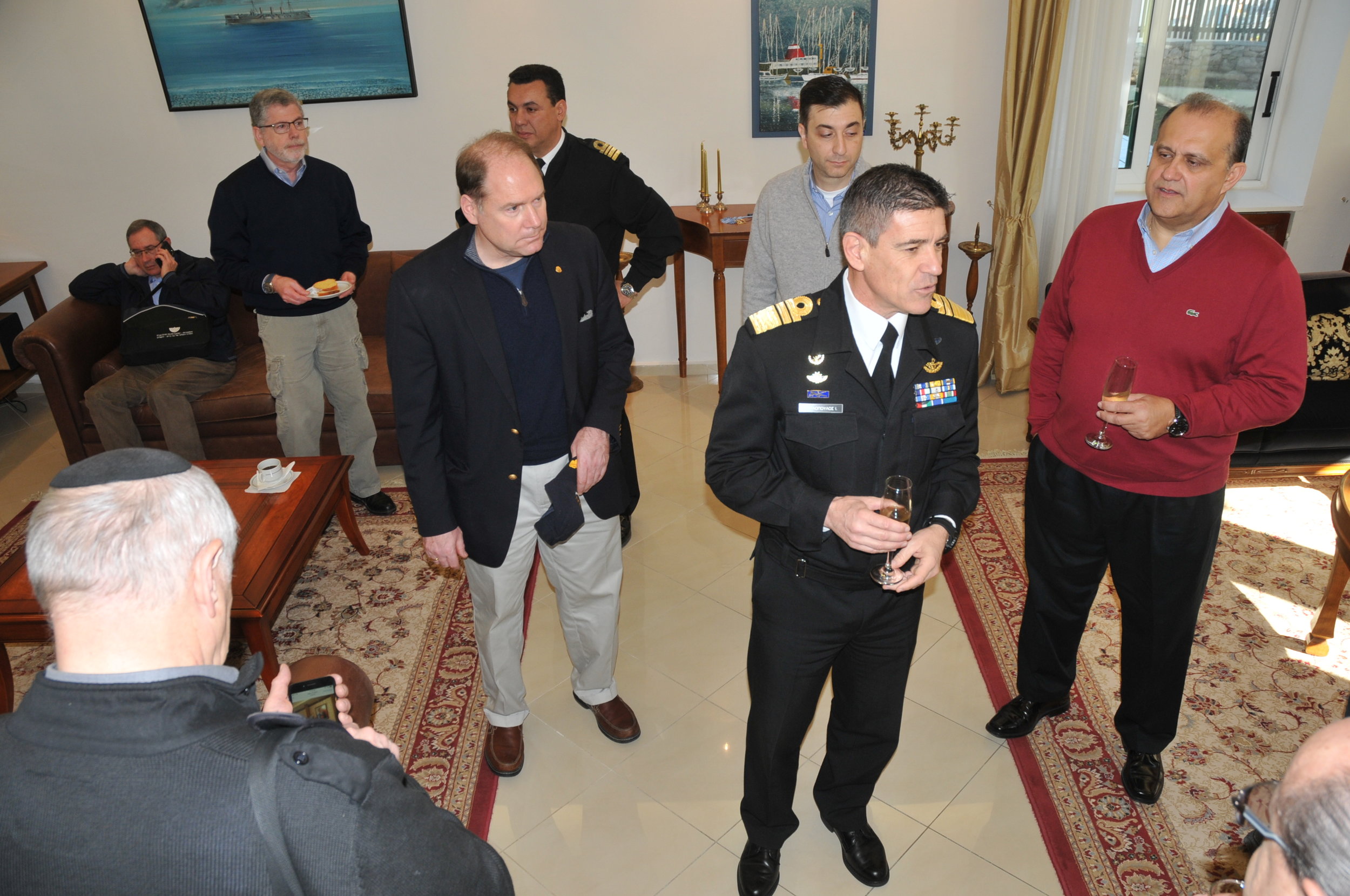  Vice Admiral Pavlopoulos hosts a reception at his residence at Salamis Naval Base.&nbsp; 