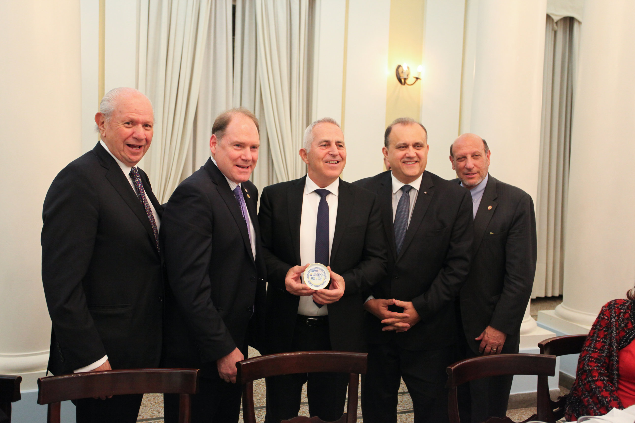  Delegation heads with Admiral Evangelos Apostolakis, Chief of the Hellenic National Defense General Staff.&nbsp; 