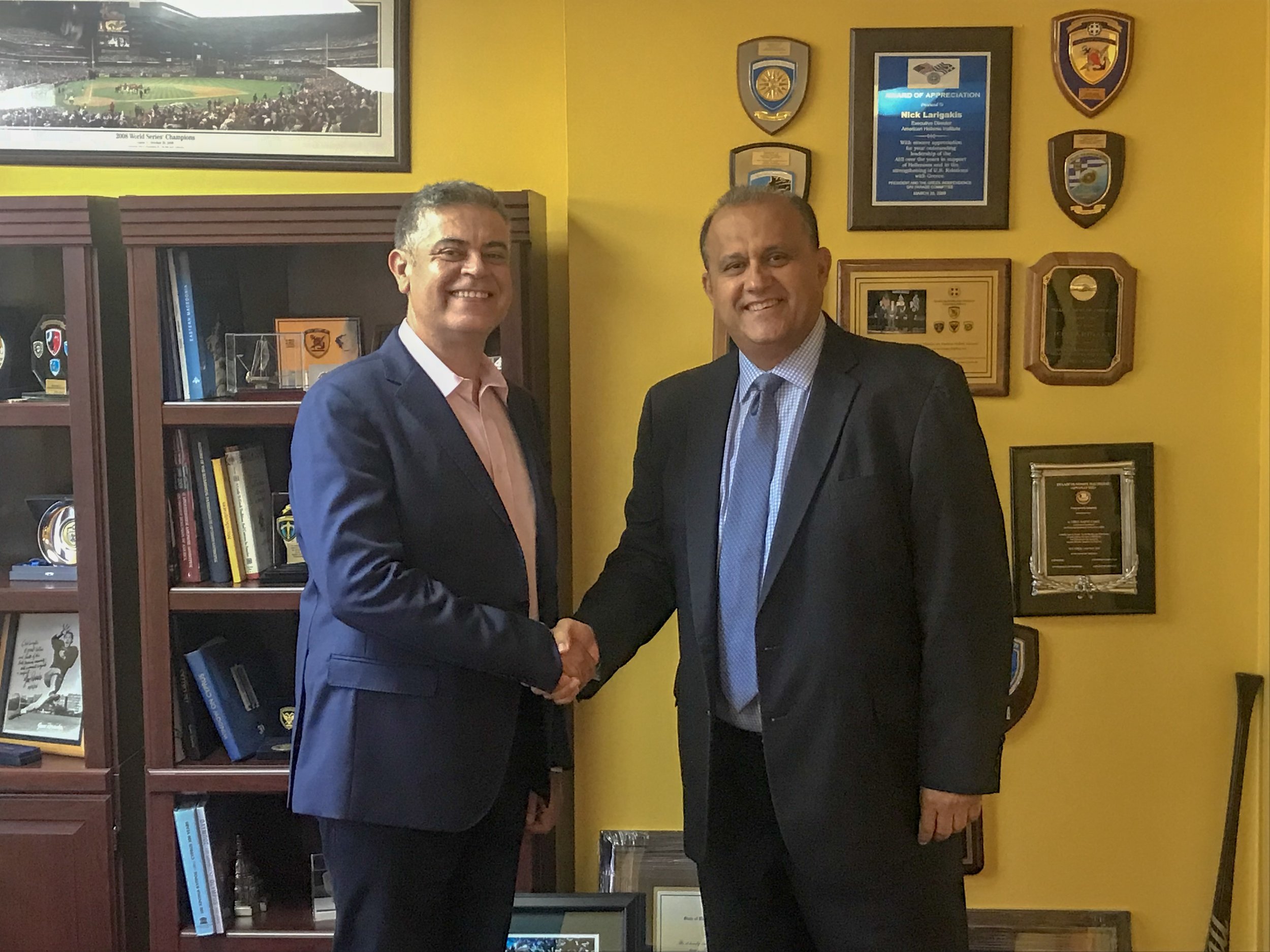 Col. Vasileios Lampropoulos (left) with Nick Larigakis.