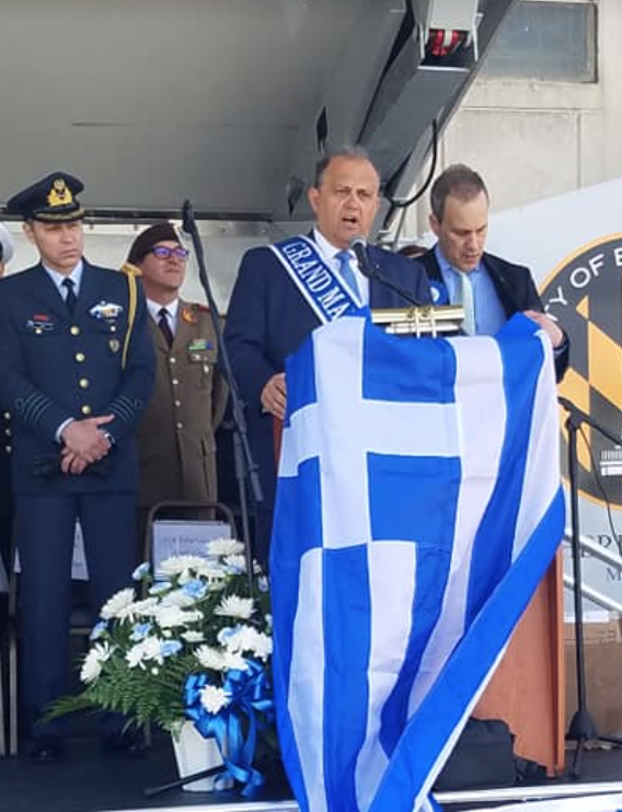 Grand Marshal Larigakis providing his remarks