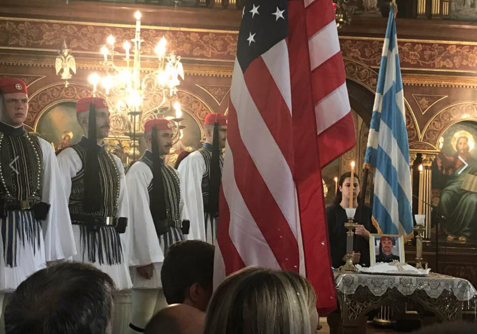  The Evzone Greek Presidential Guard during a memorial service at the St. George Cathedral of Philadelphia 