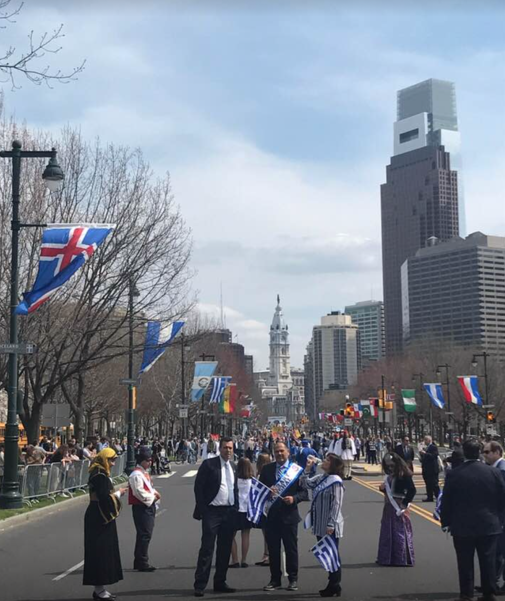  Supreme President of AHEPA George Lucas in a crowd shot of the Parade 