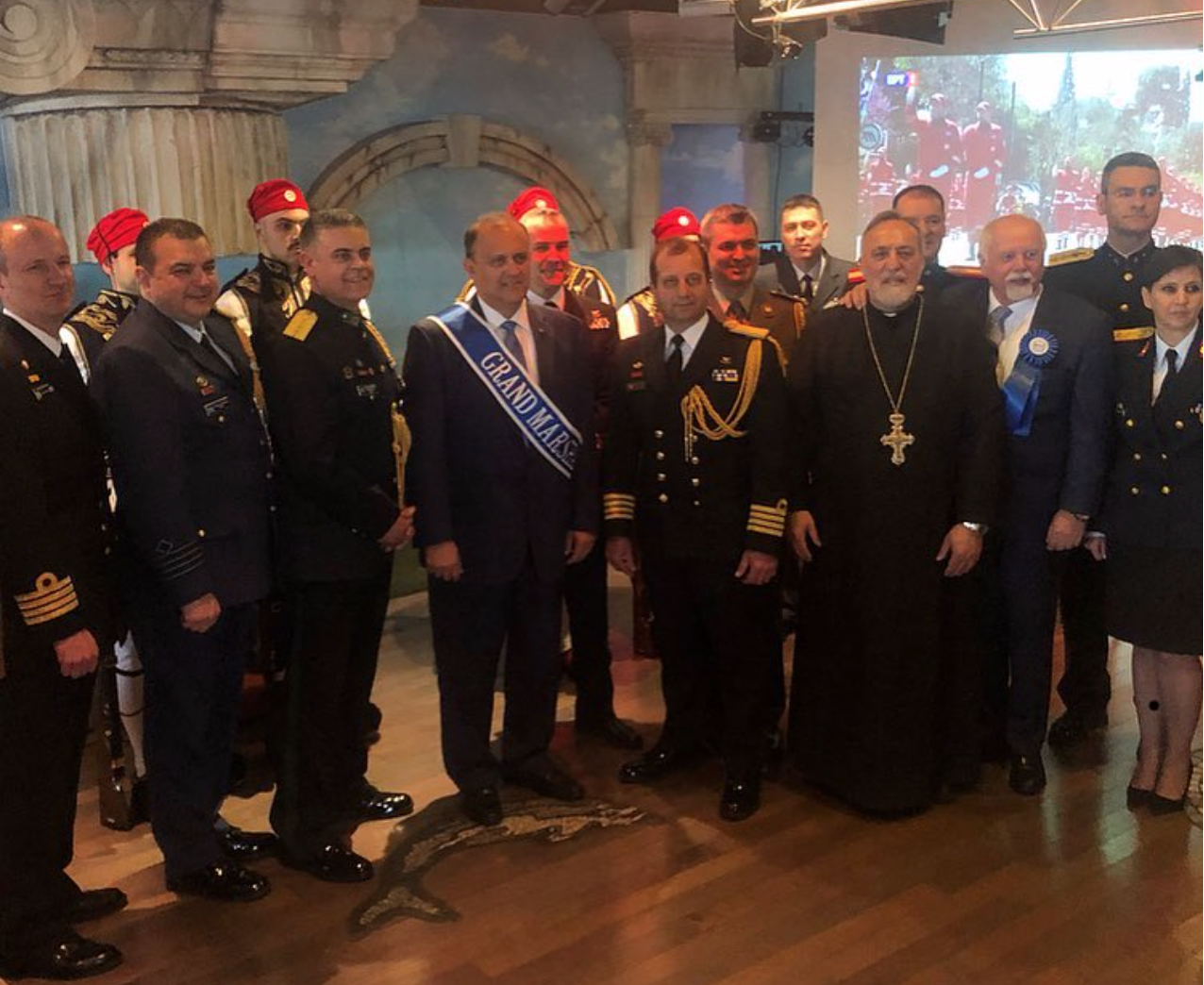    Grand Marshal Nick Larigakis with attaches of the Embassy of Greece 