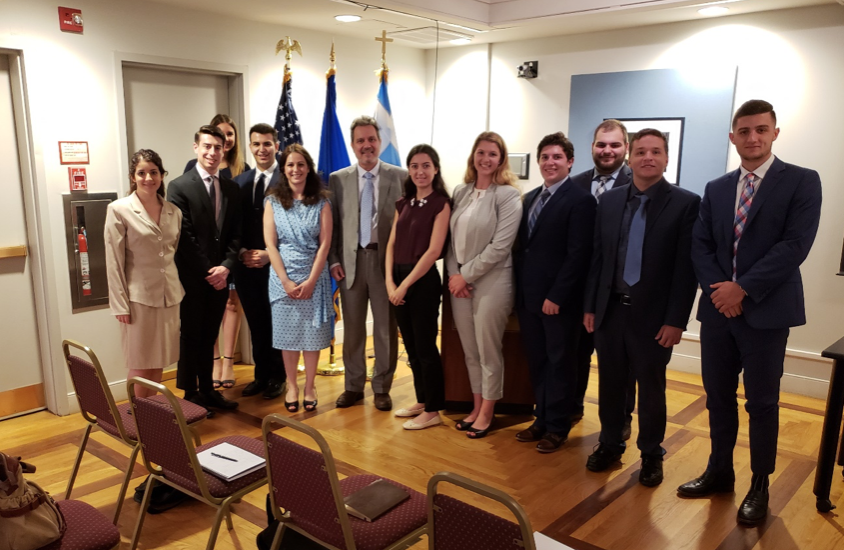  AHIF students with Haris Lalacos, Greece’s Ambassador to the U.S. 