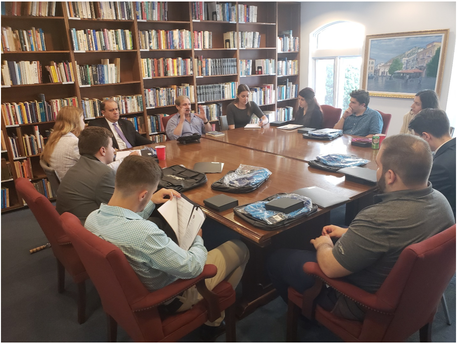 Nick Karambelas, Esq. Sfikas & Karambelas LLP and AHI Treasurer, briefing the AHIF student trip group