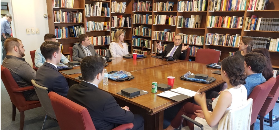 AHI President Larigakis providing the opening briefing for the American Hellenic Institute Foundation (AHIF) College Student Foreign Policy Study Trip Delegation