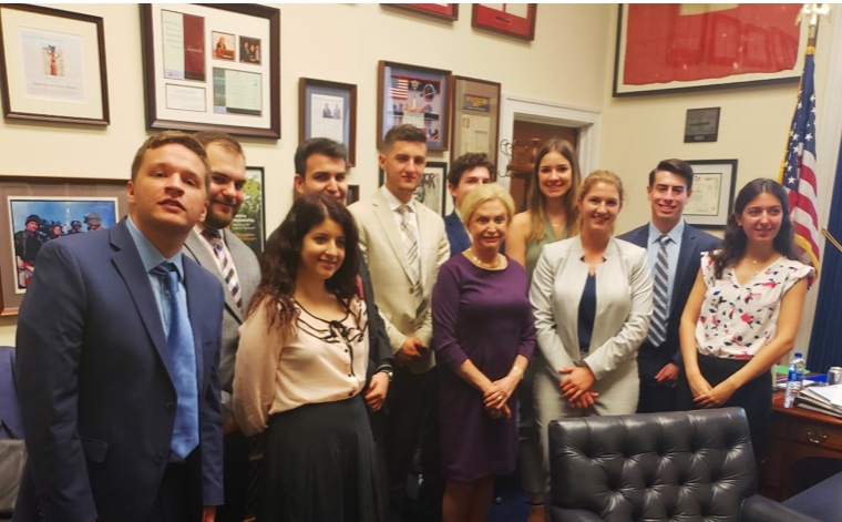  AHIF students with Hellenic Caucus co-chair, Rep. Carolyn Maloney (D-NY) 