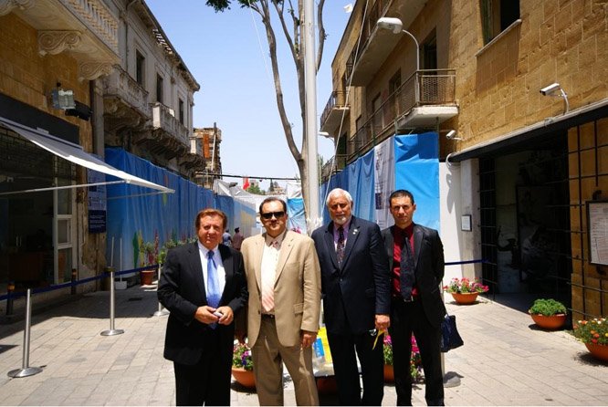  L-R: Gus Andy, Nick Larigakis, Takey Crist, James Balodimas visit the checkpoint on Ledra Street in Nicosia, Cyprus in 2008. 