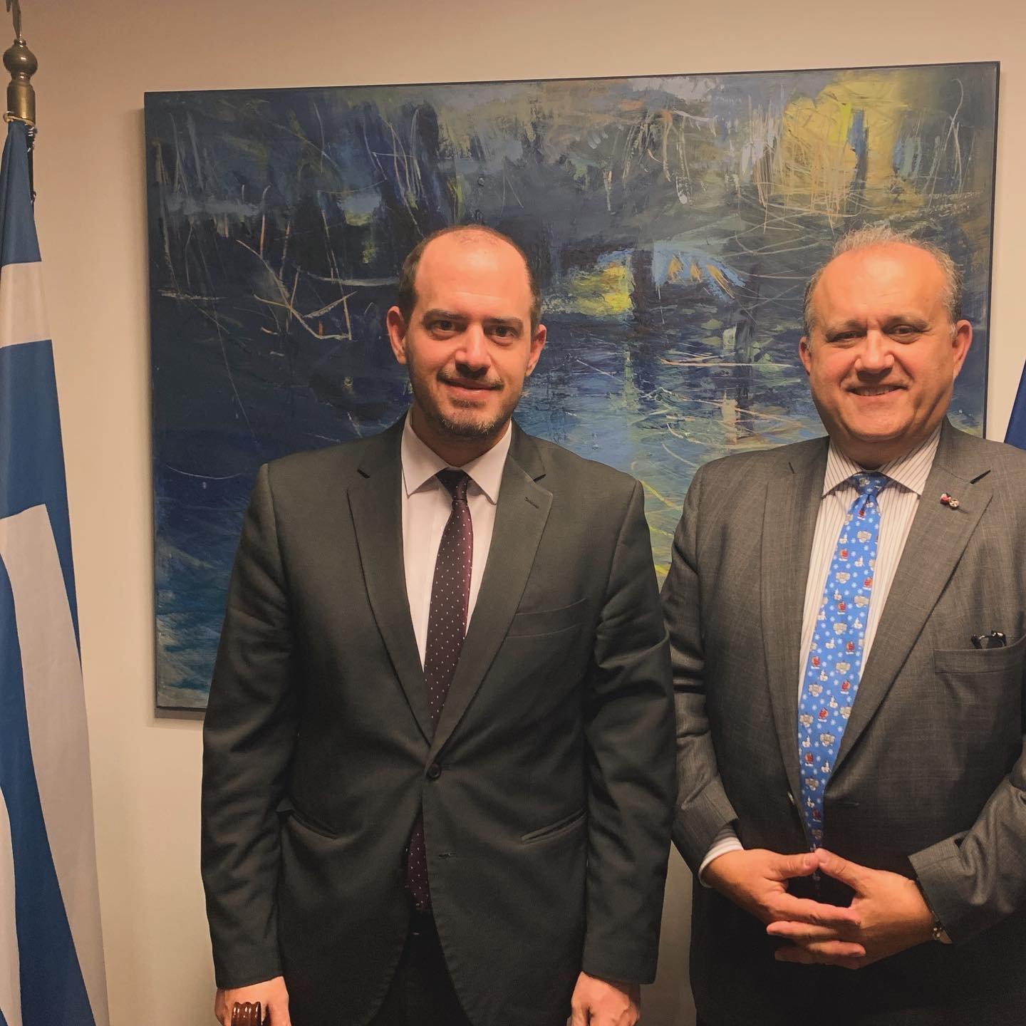  President Larigakis meeting with Deputy Foreign Minister, George Kotsiras, to discuss U.S.-Greece relations and the role of the Greek-American community.  
