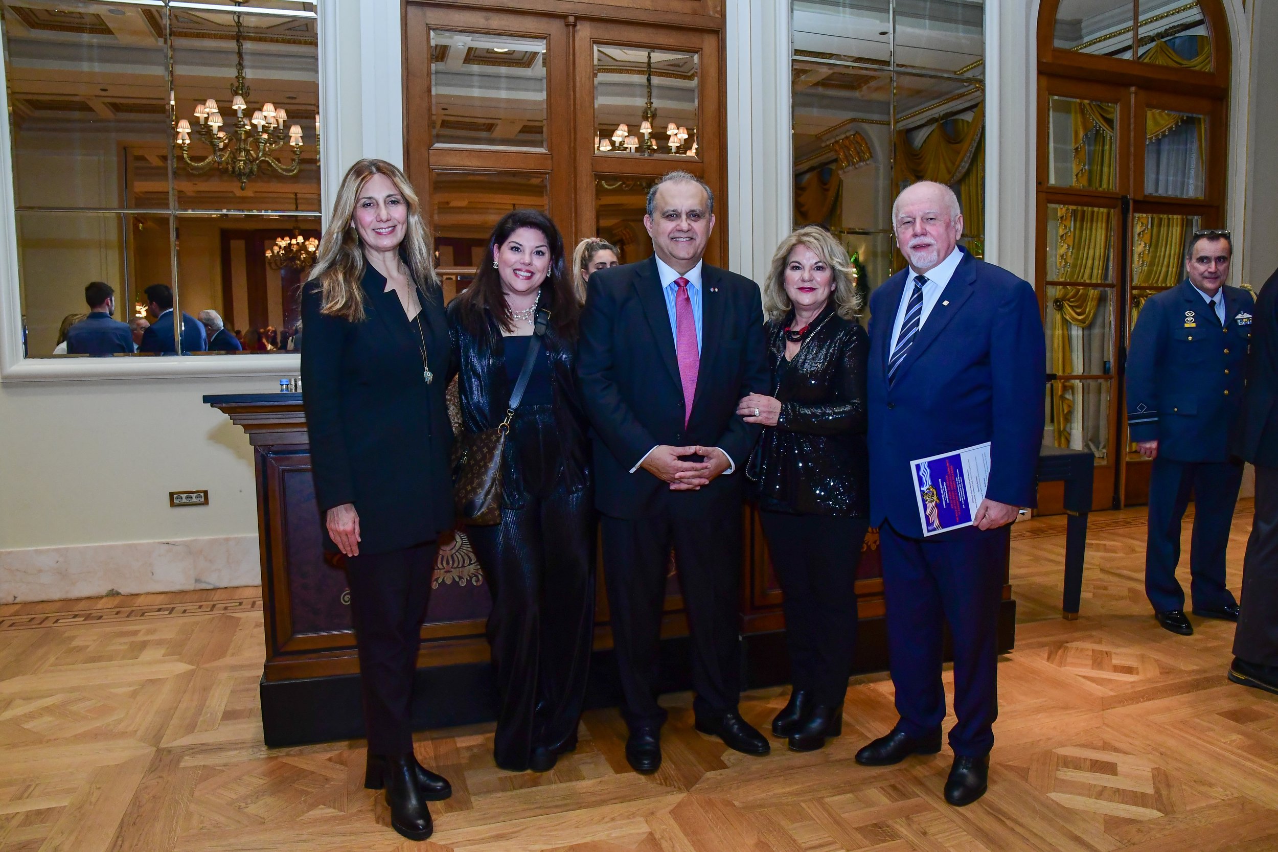  (Left to right) Greek singer Anastasia Zannis, CEO &amp; Publisher Aphrodite Kotrotsios, Larigakis, Linda Kotrotsios, and Founder and Chairman &nbsp;of the Hellenic News of America Paul Kotrotsios. 