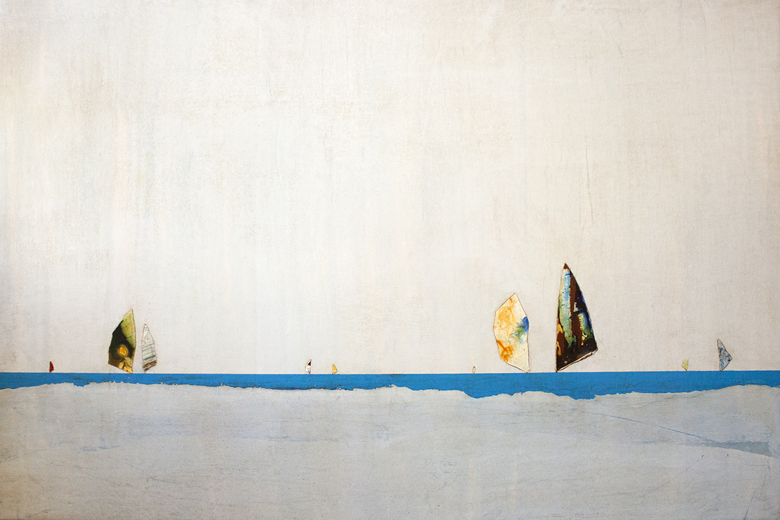 SOLD Out of the Blue - 59 1/2" x 39 1/2" - mixed media on canvas