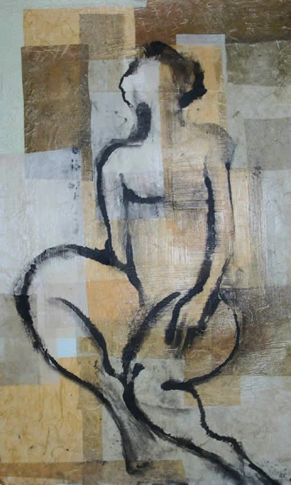 Repose - 15" x 25" - mixed media on paper
