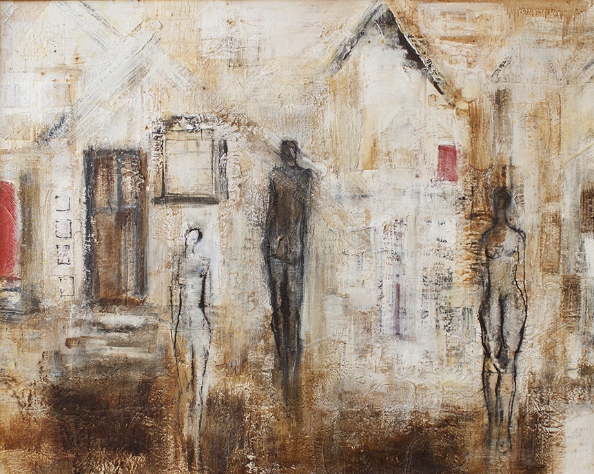 The Meeting - 55" x 44" - mixed media on canvas