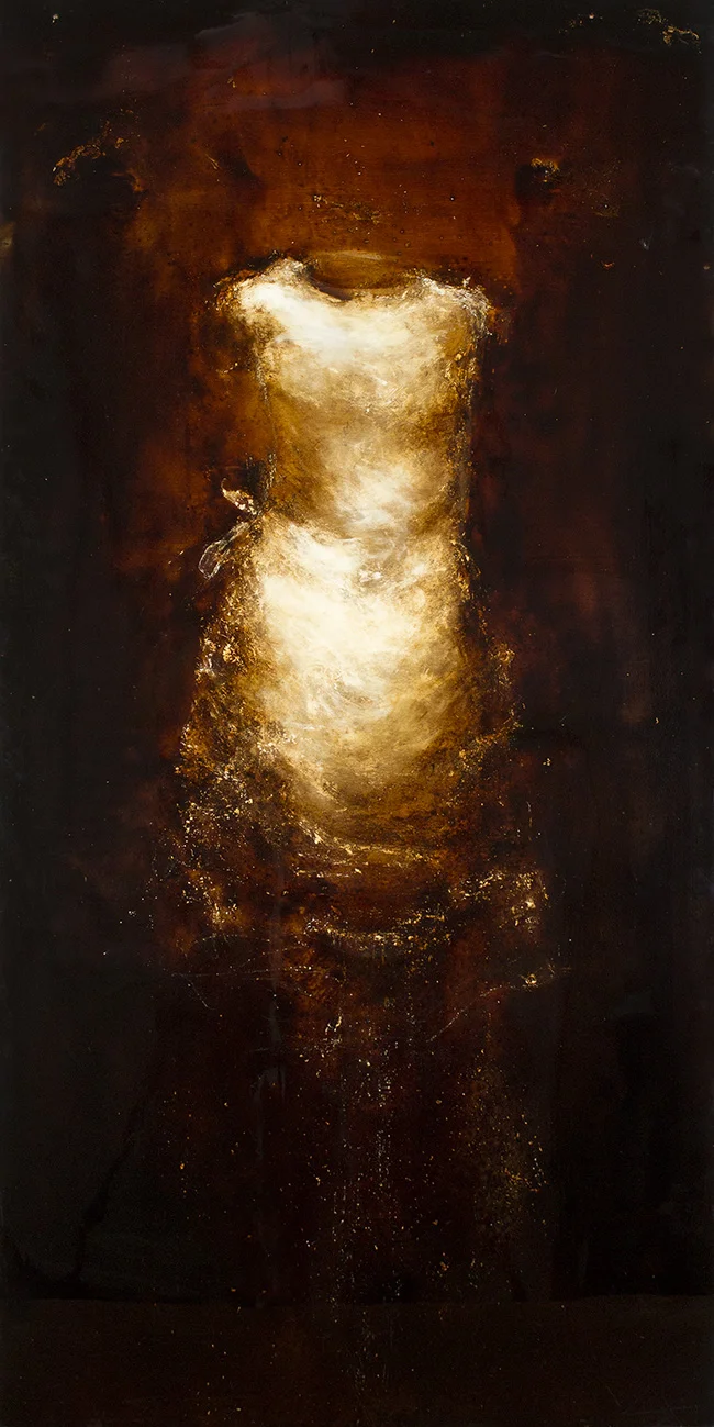 Dress Form - 24" x 48" - mixed media on canvas