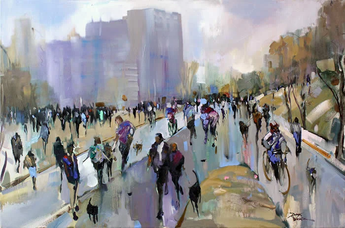 Enjoying Being Outdoors - 36" x 24" - oil on canvas