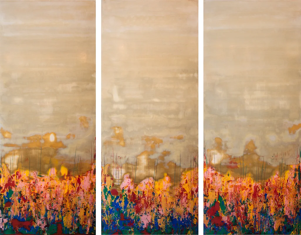 Burst of Spring II - 72" x 60" - Venetian plaster on panel