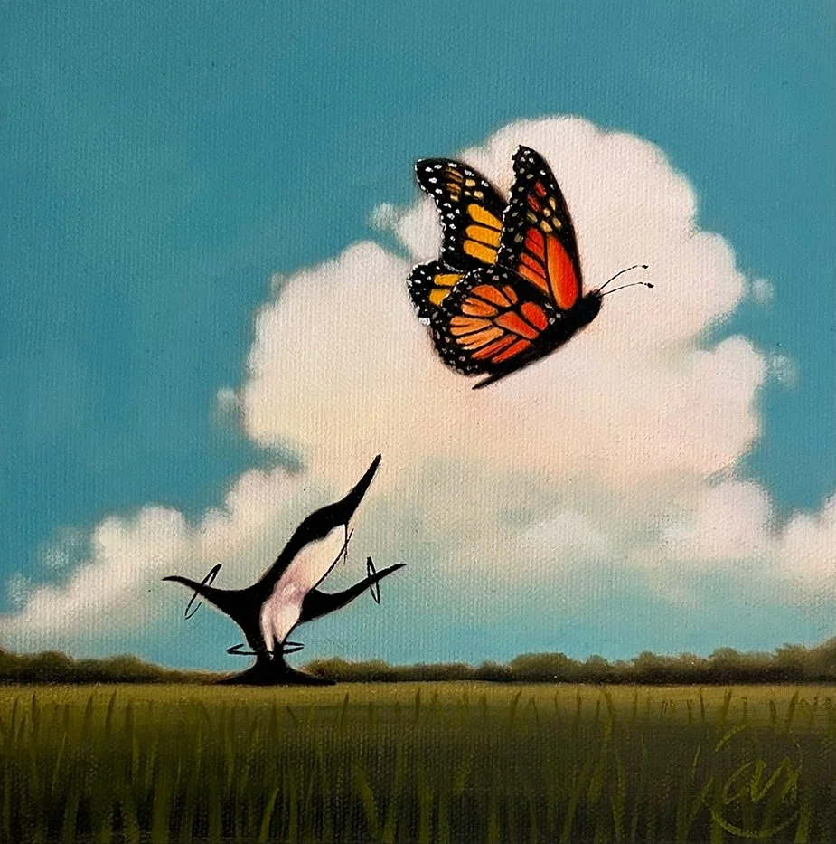 The Chase - 8" x 8" - oil on canvas