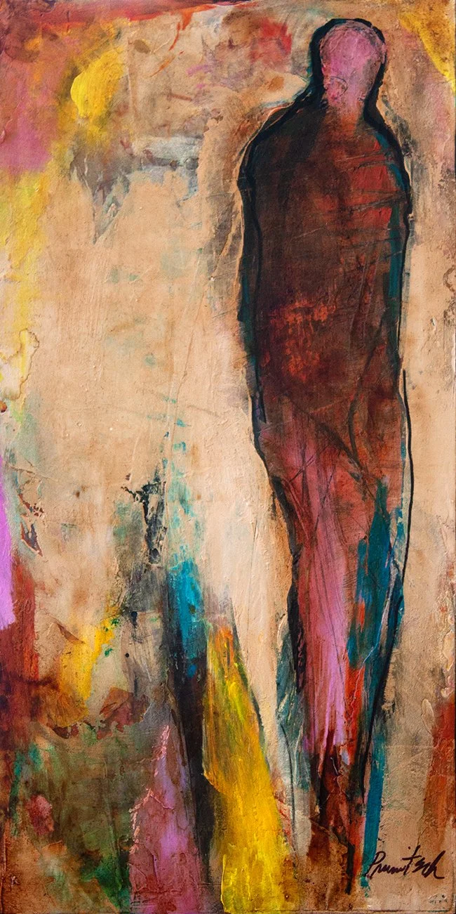 Standing Update II - 10" x 20" - mixed media on panel