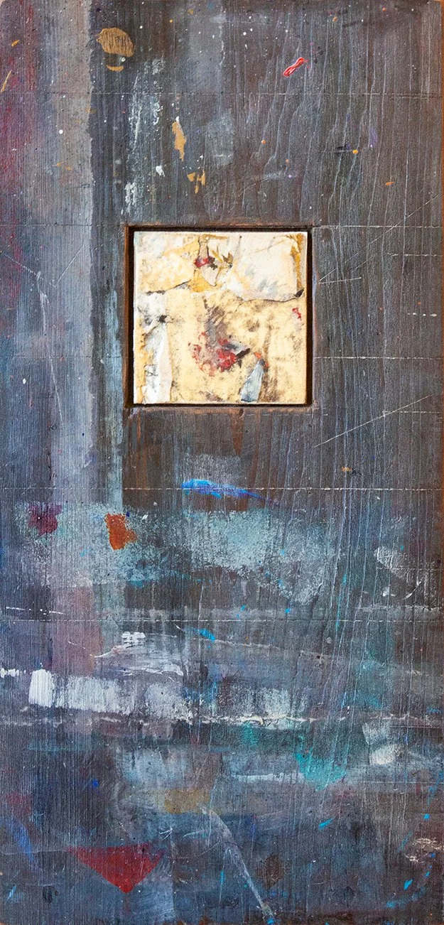 Back to The Drawing Board II - 8 1/2" x 17 1/2" -mixed media on board