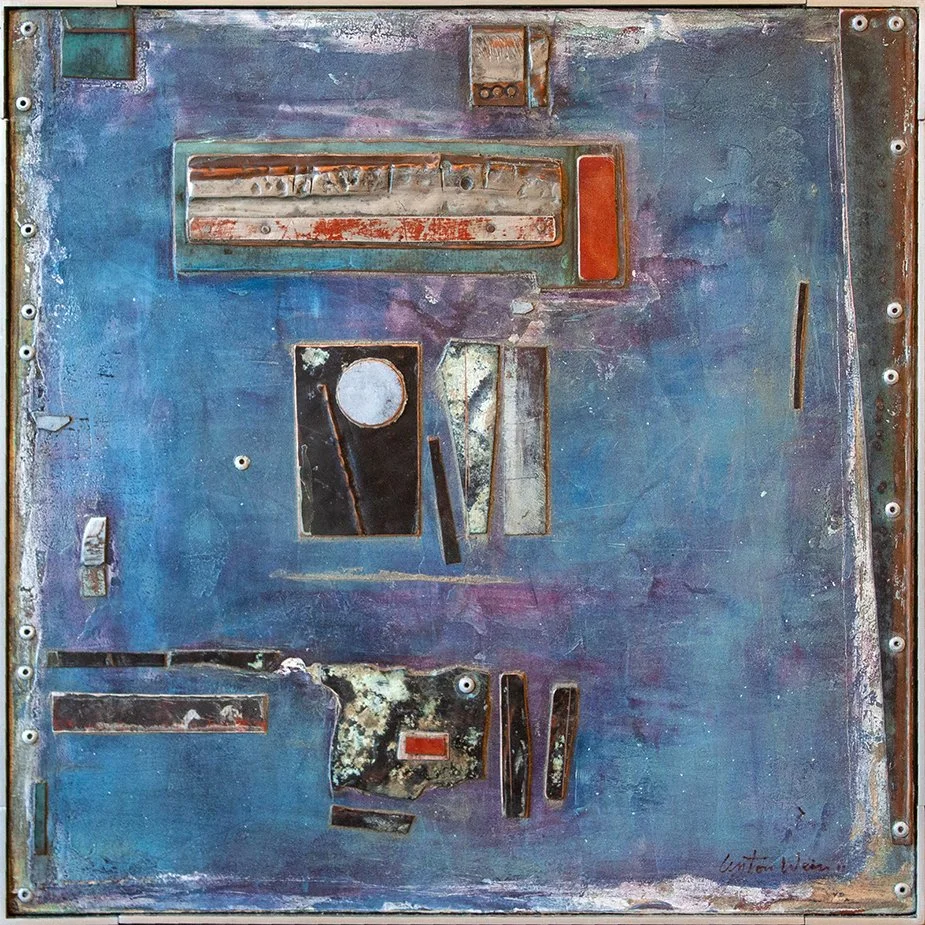 Remnants 009 - 15 1/2" x 15 1/2" - mixed media on panel