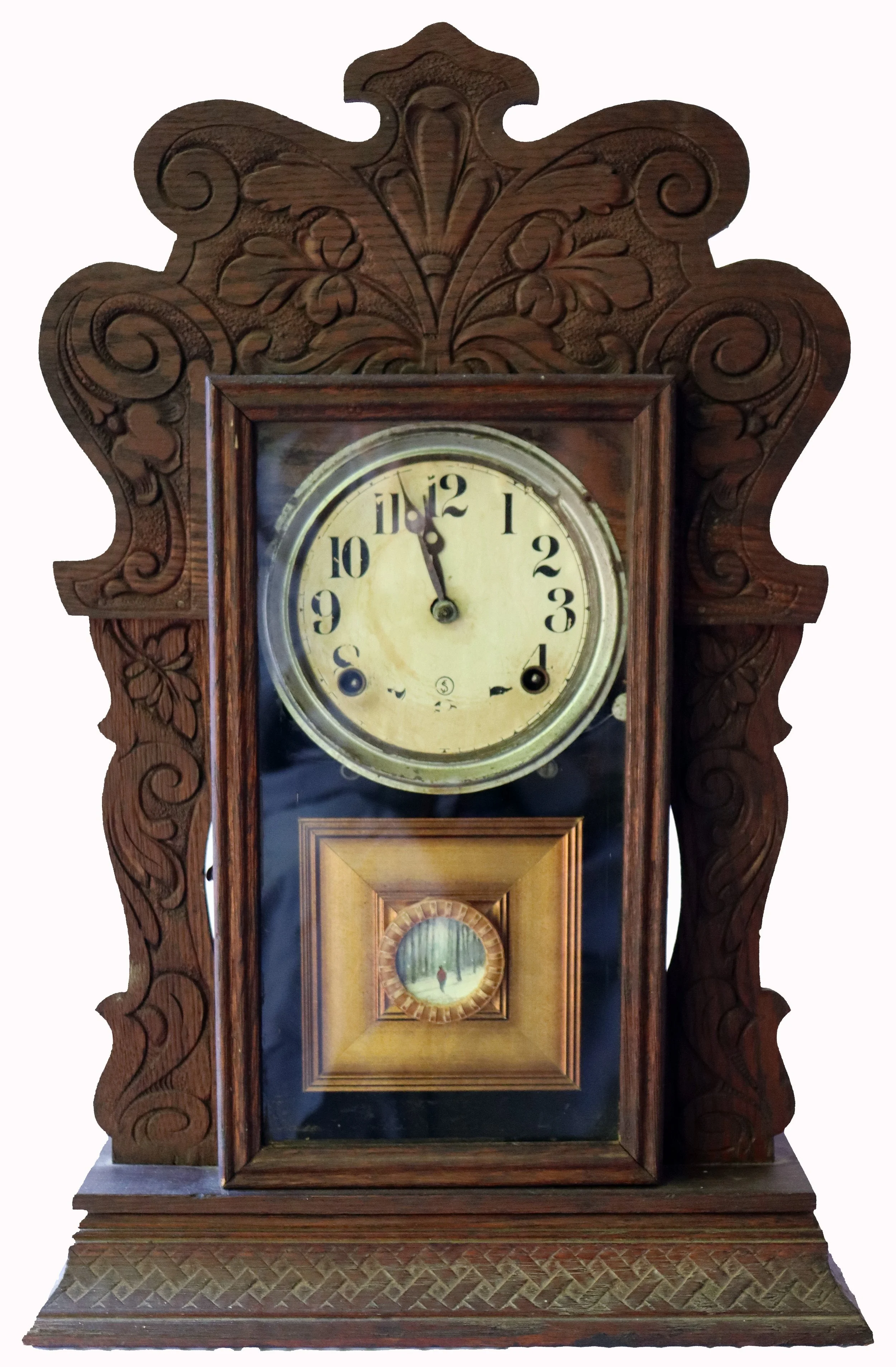 Time Fades Away (Through The Snow) - 2.5"x2.5" - oil on antique milk cap