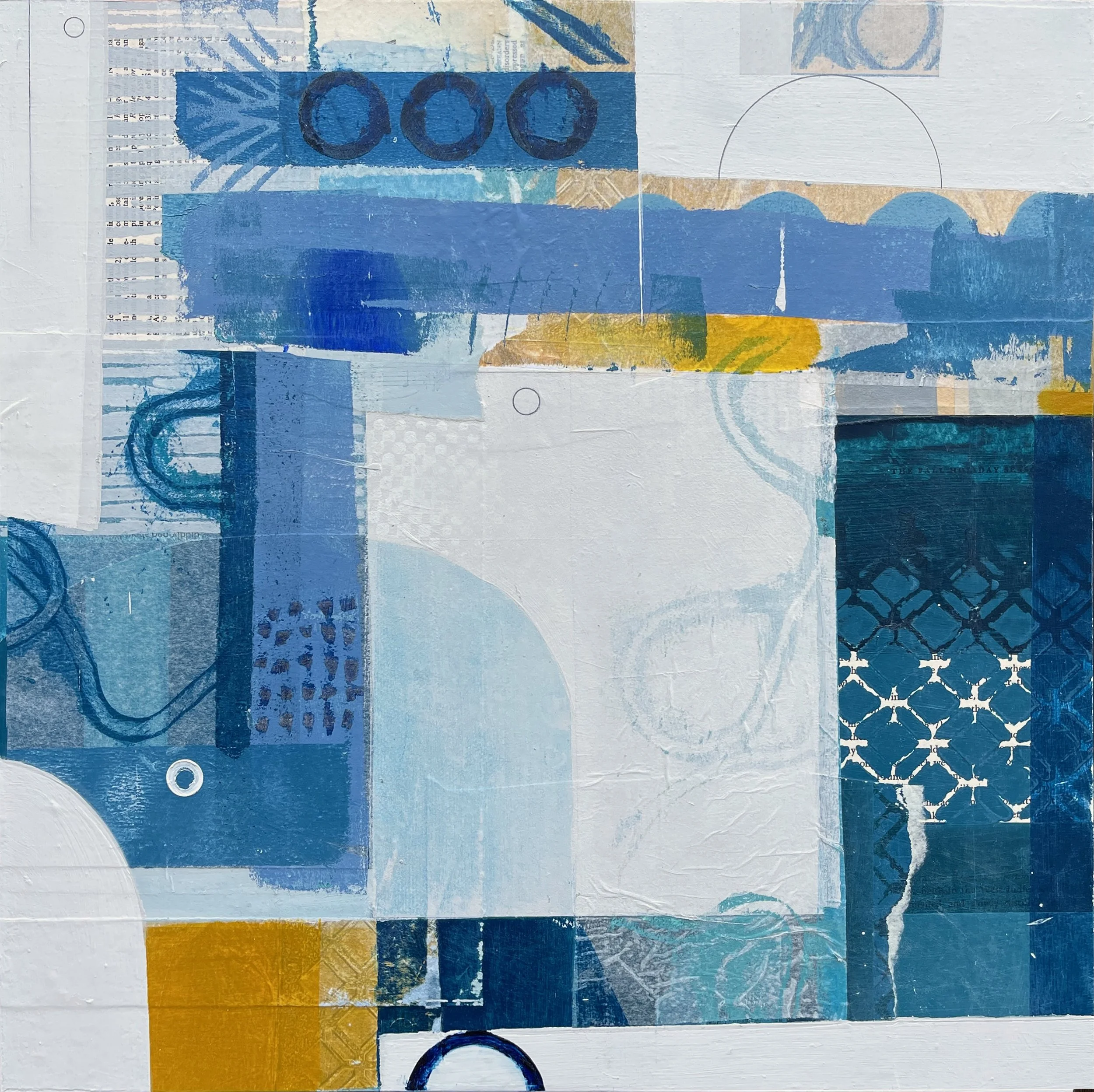 Common Thread - 16" x 16" - acrylic, collage, and mixed media on panel