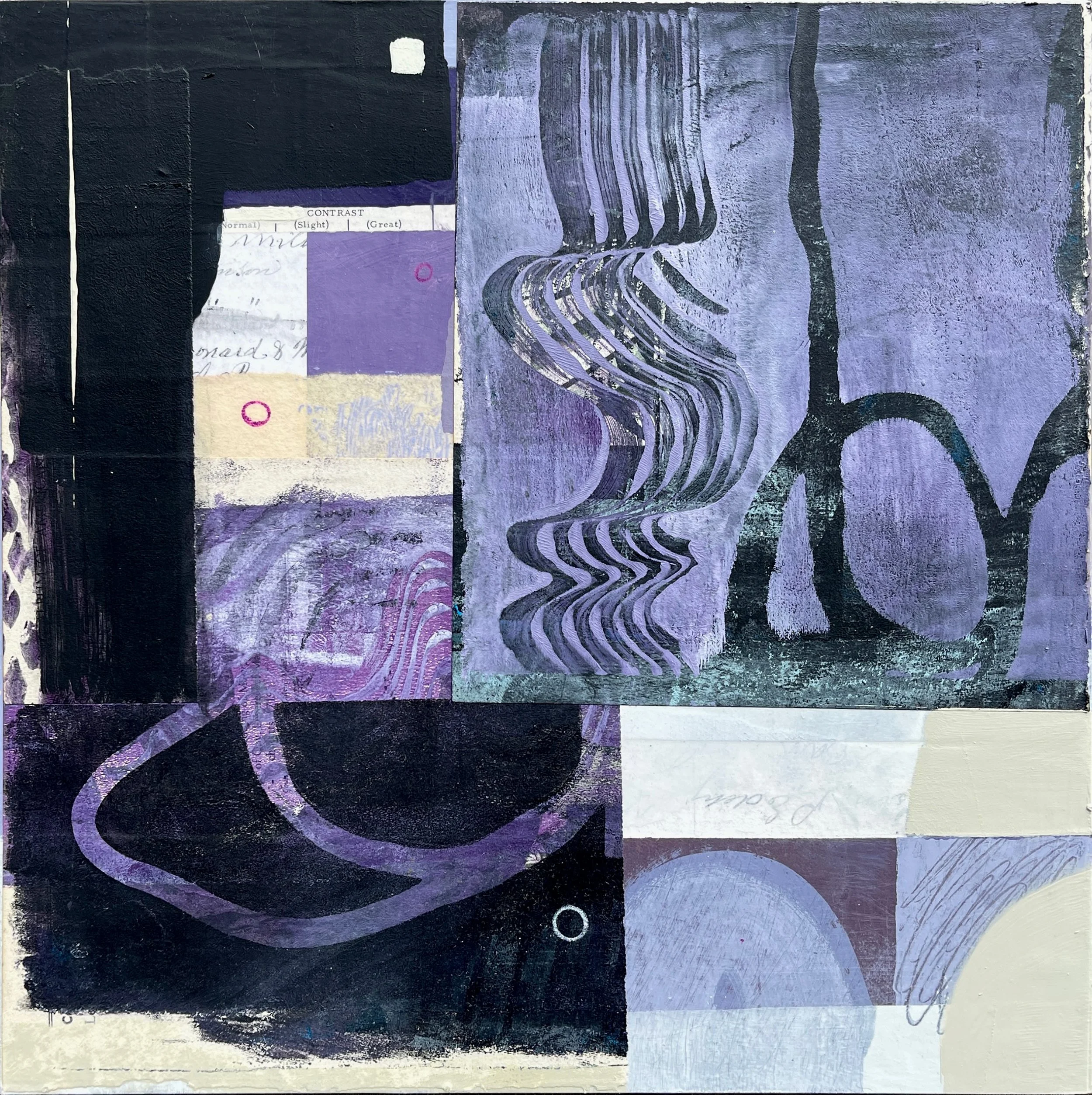 Contrast Too - 12" x 12" - acrylic, collage, and mixed media on panel