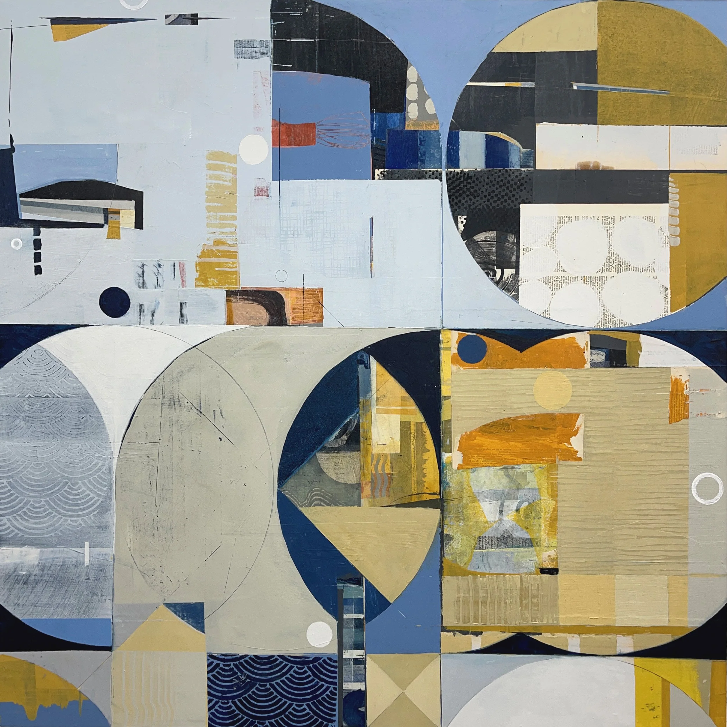 Private Conversation - 36" x 36" - acrylic, collage, and mixed media on panel