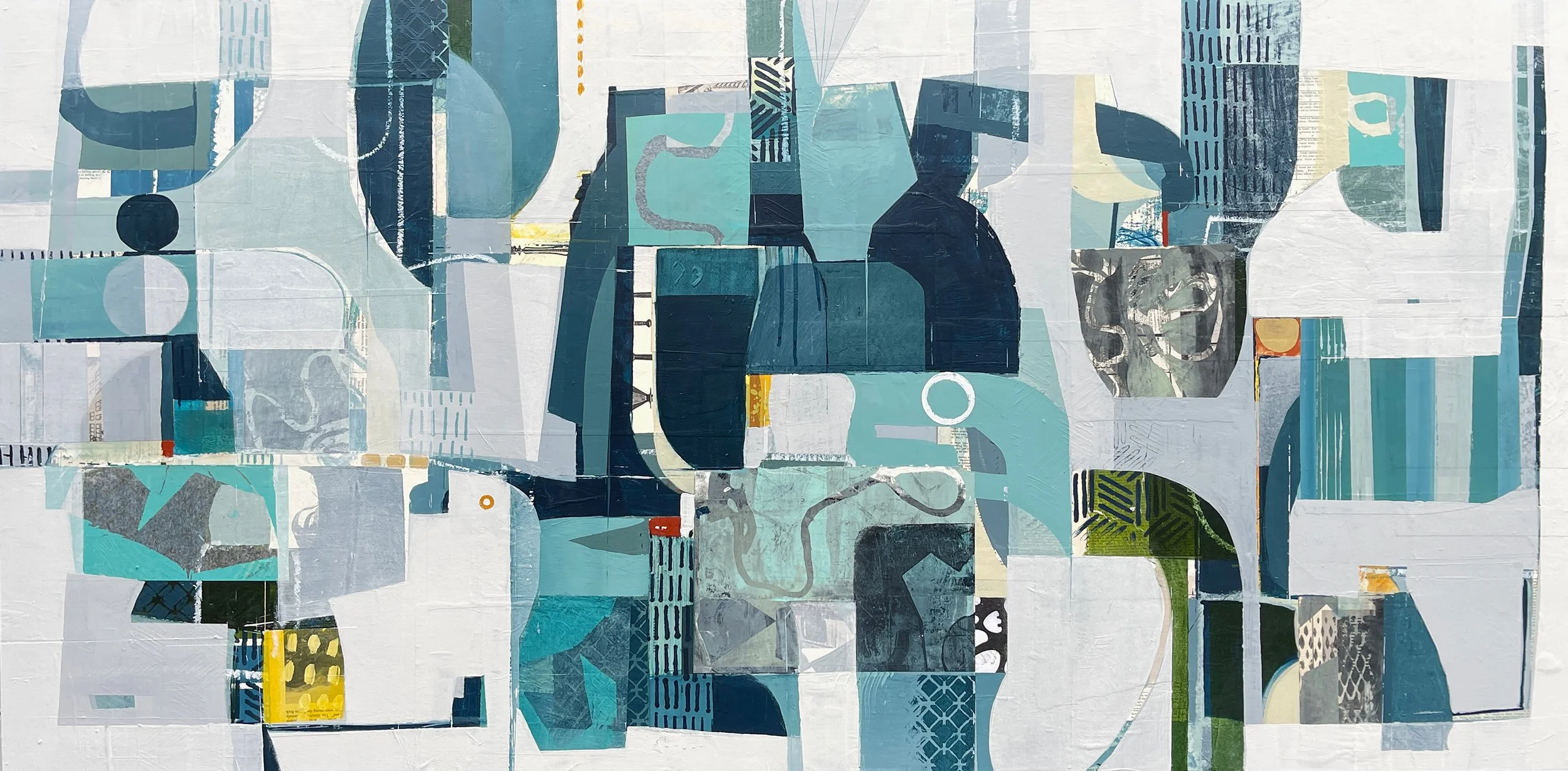 Soirée - 30" x 60" - acrylic, collage, and mixed media on panel