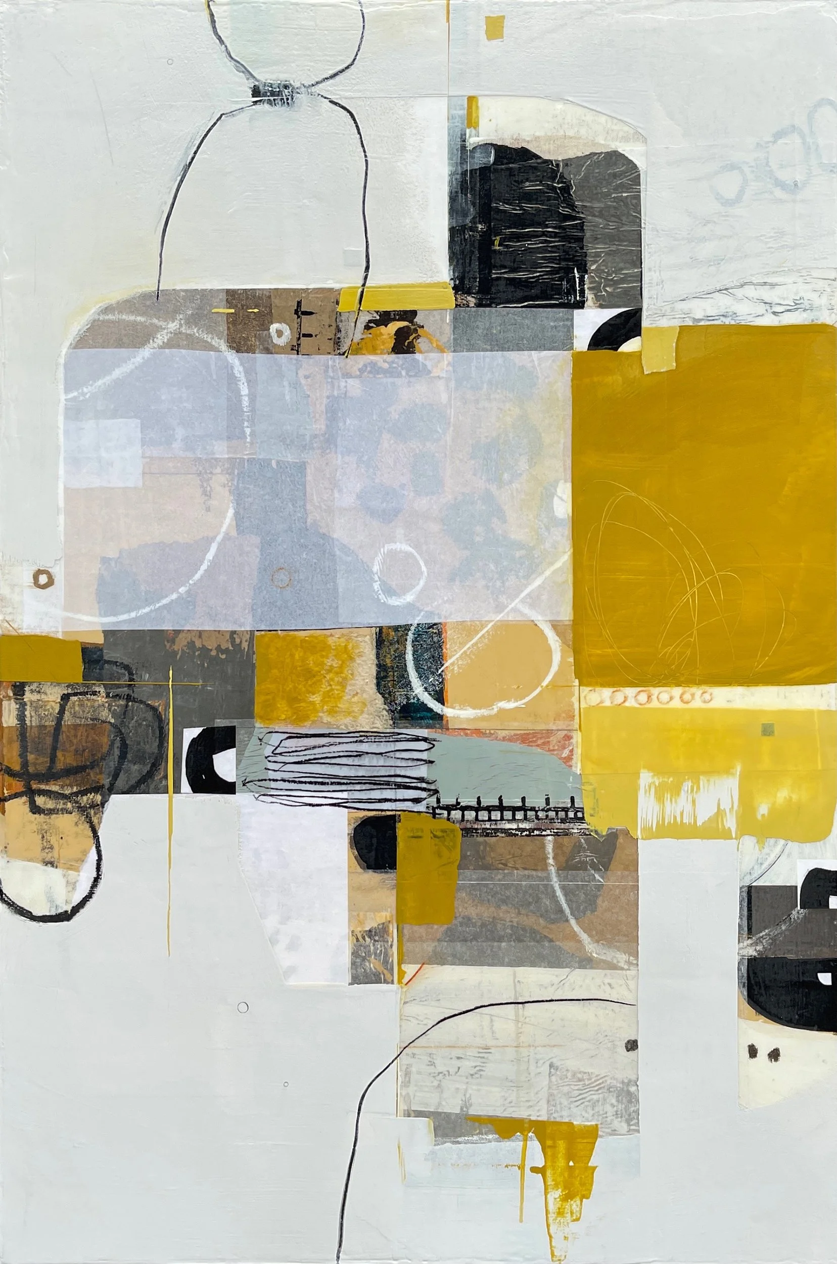 Unfolding - 24" x 36" - acrylic, collage, and mixed media on panel