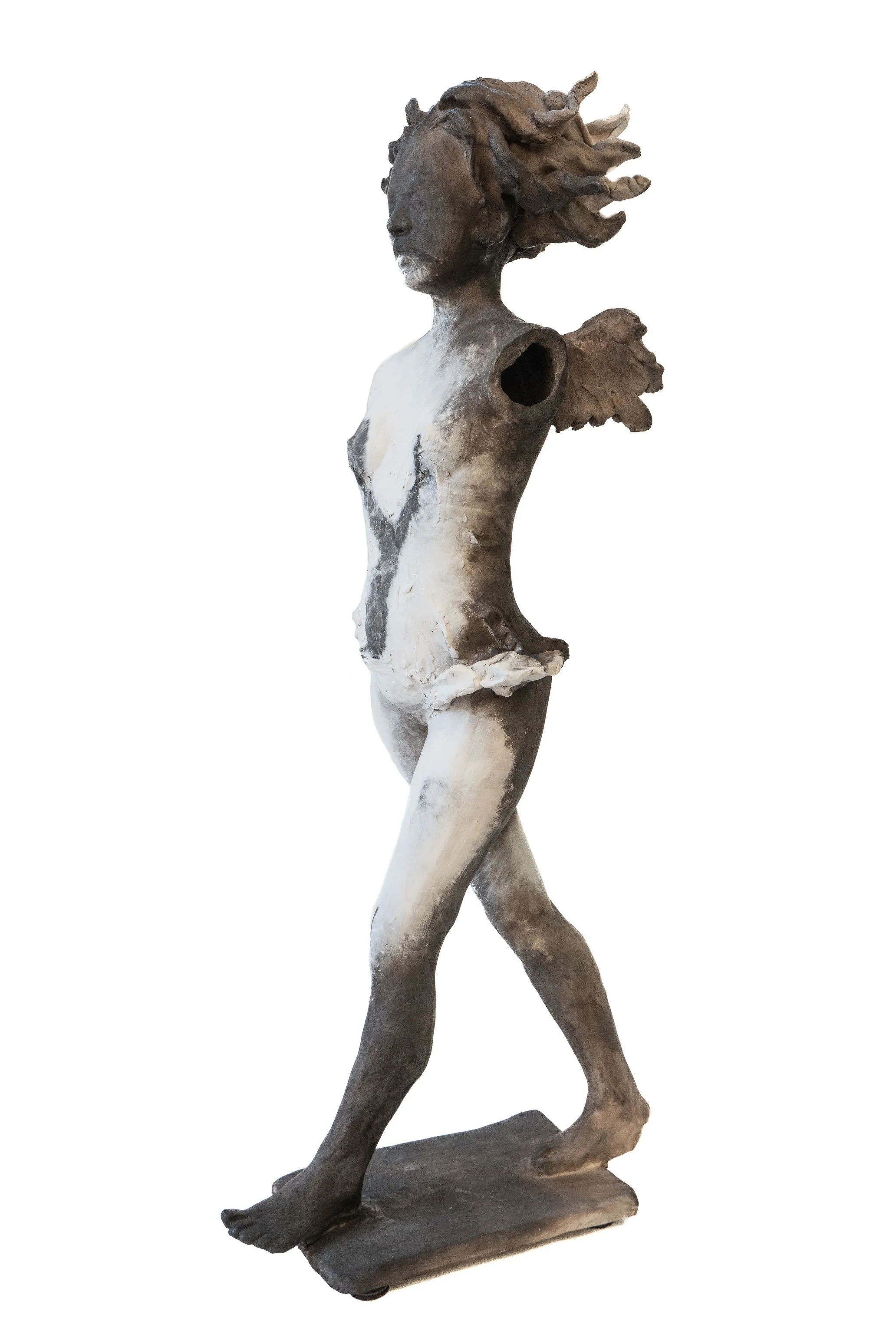 Fury #42 - 29" tall - pit fired clay