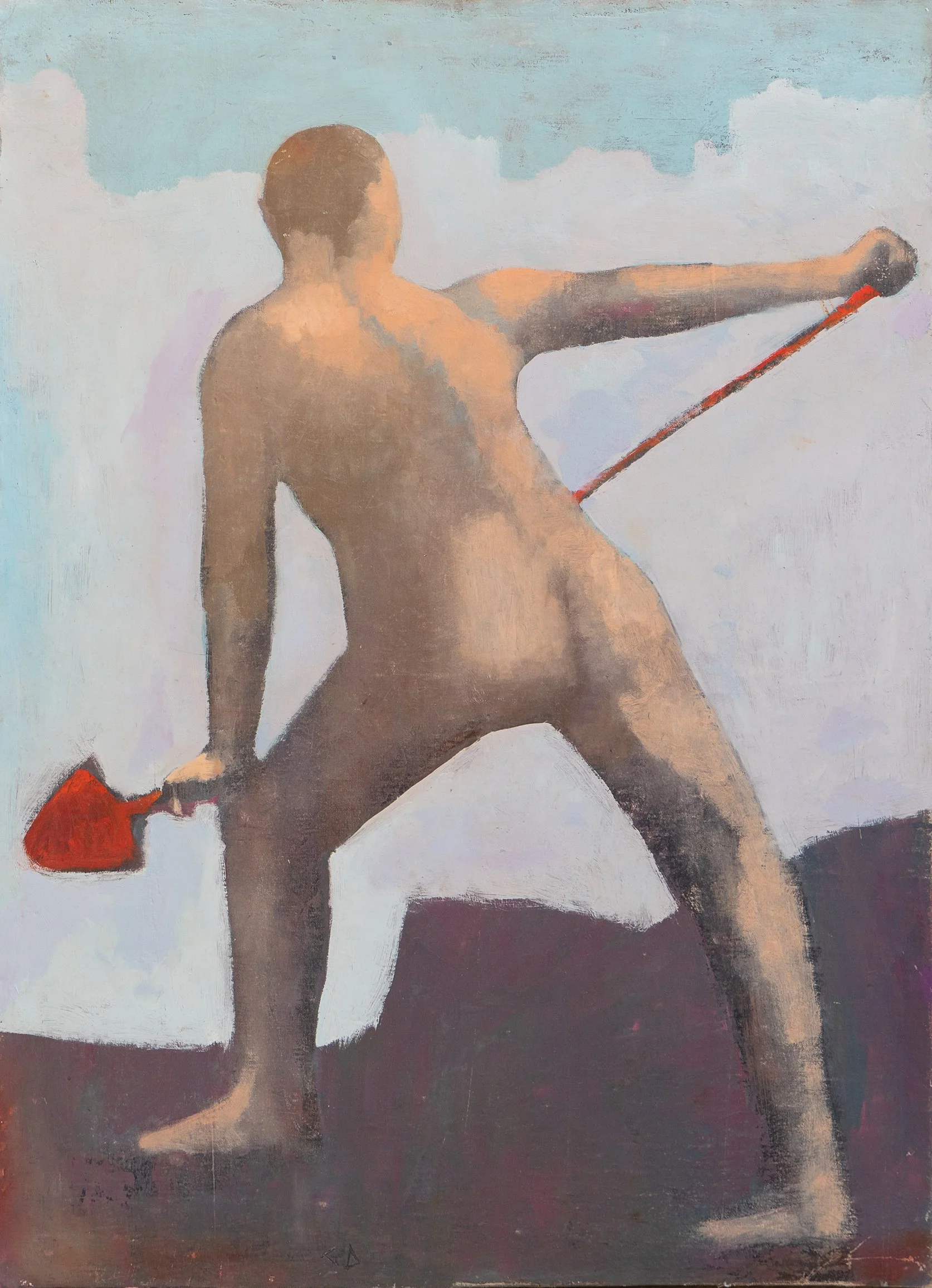 Man Shoveling - 23 1/2" x 32" - oil on canvas/panel