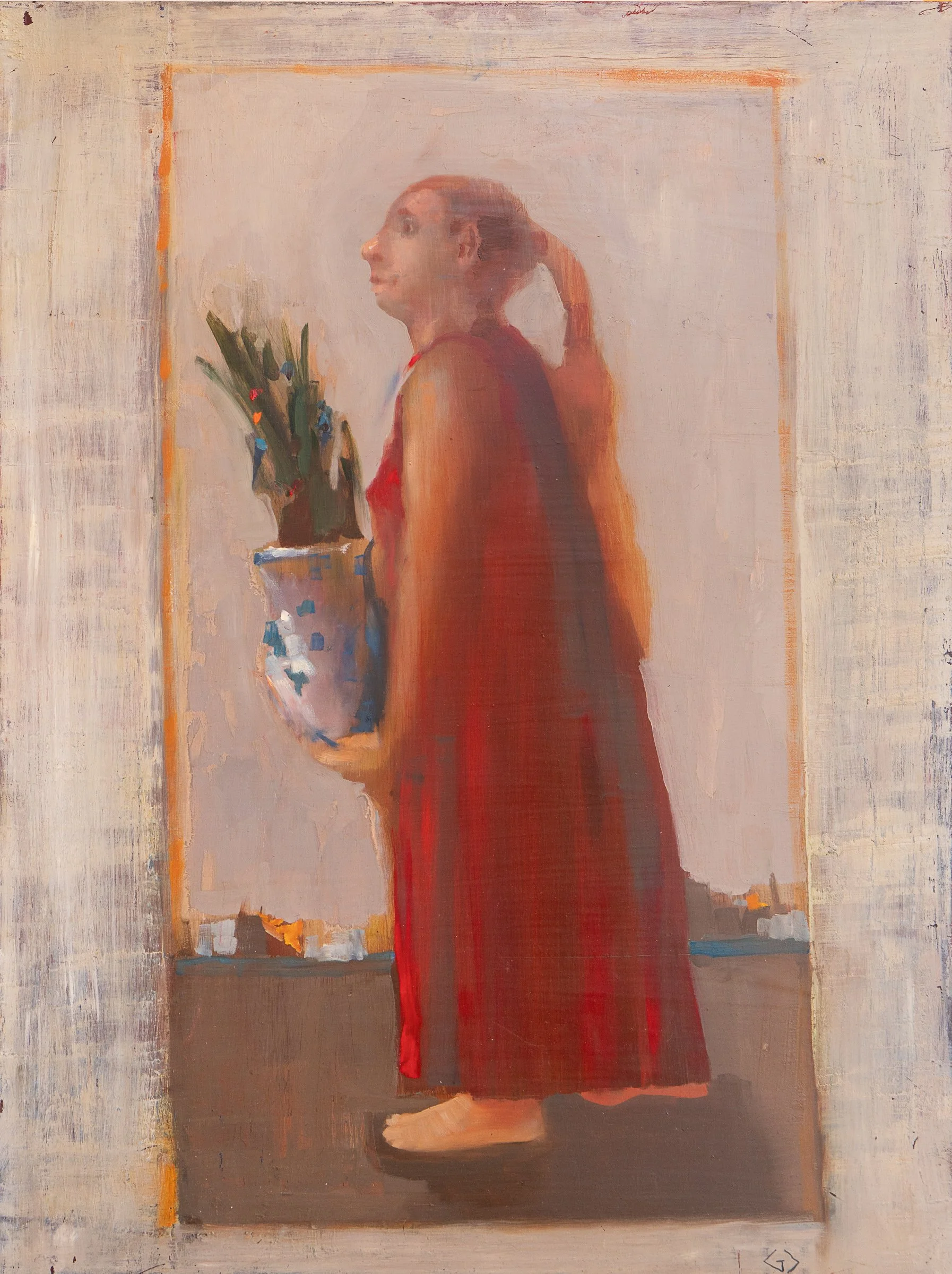 Woman With Vase - 24" x 32" - oil on aluminum panel