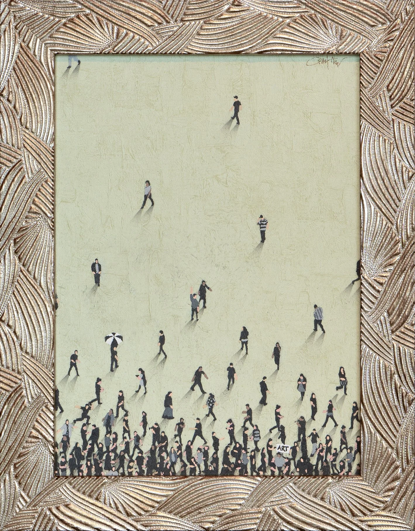 Populus Fragments II - 12" x 16" - mixed media on vintage wallpaper