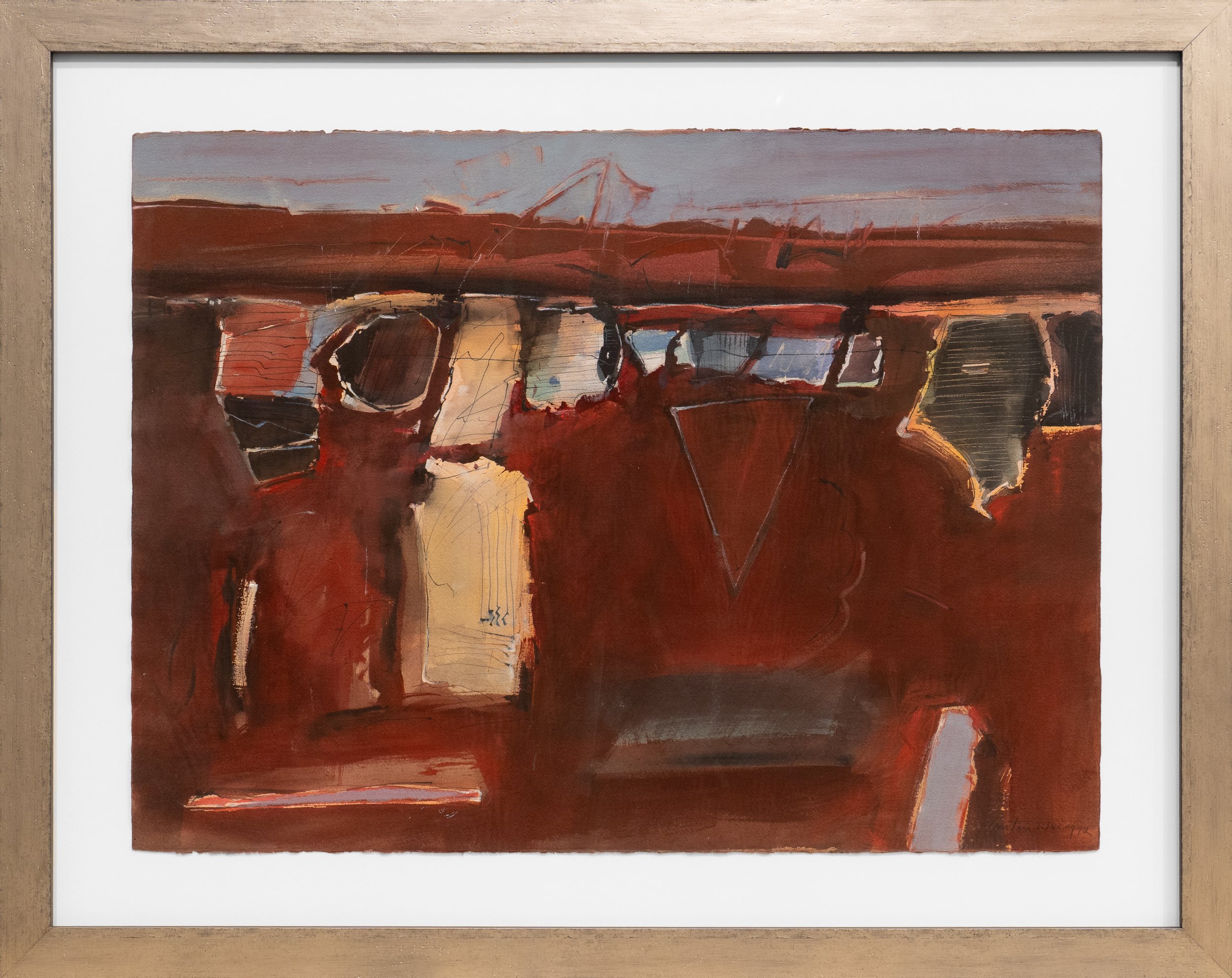 Sequence in Burgundy (1992) - 30" x 22" - mixed media on paper