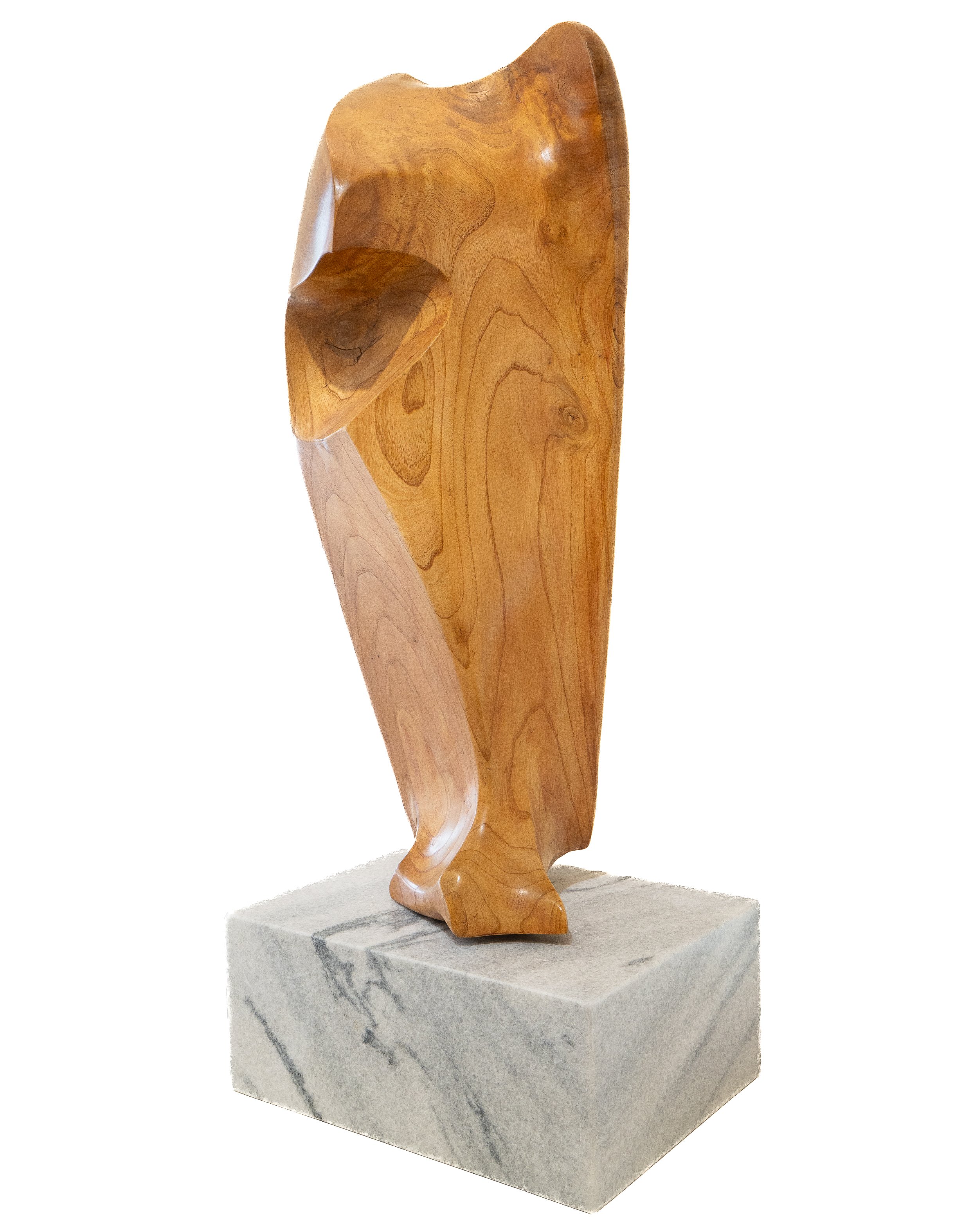 Bird of Prey (1970s) - 30" T x 12" W x 9" T - cherry with marble base