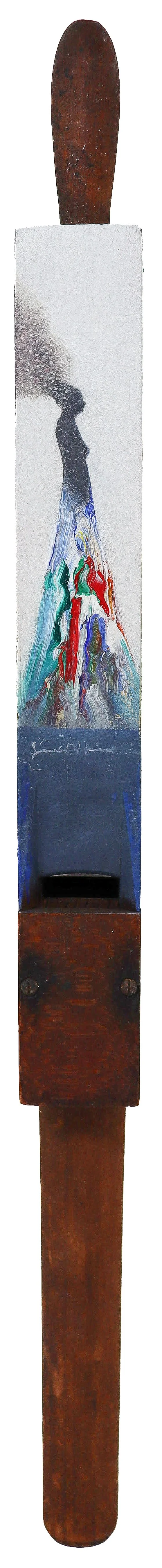New Dress - 1½" x 6½" - oil on organ pipe
