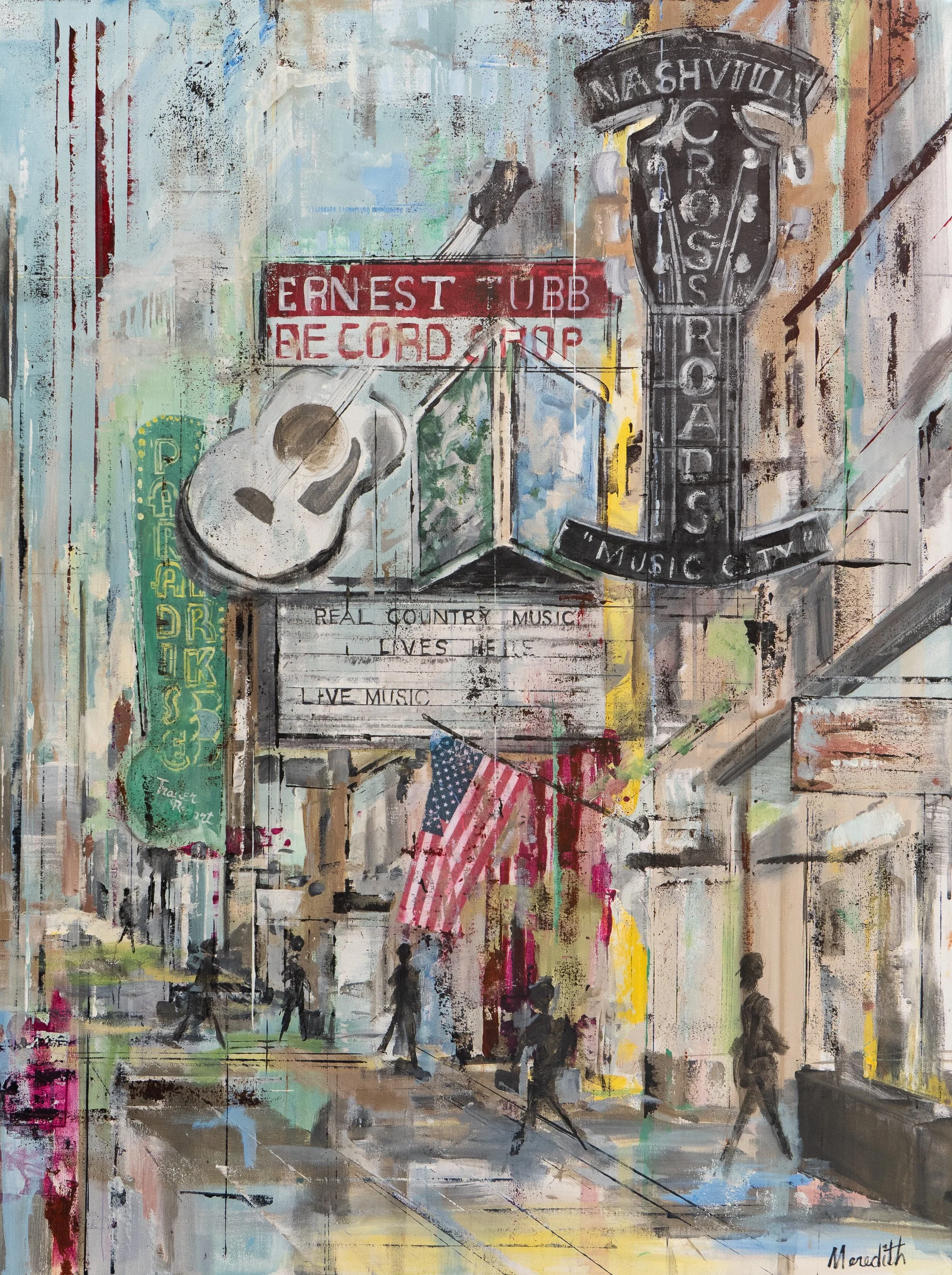 The Ever Moving Mile - 30" x 40" - mixed media & acrylic on canvas