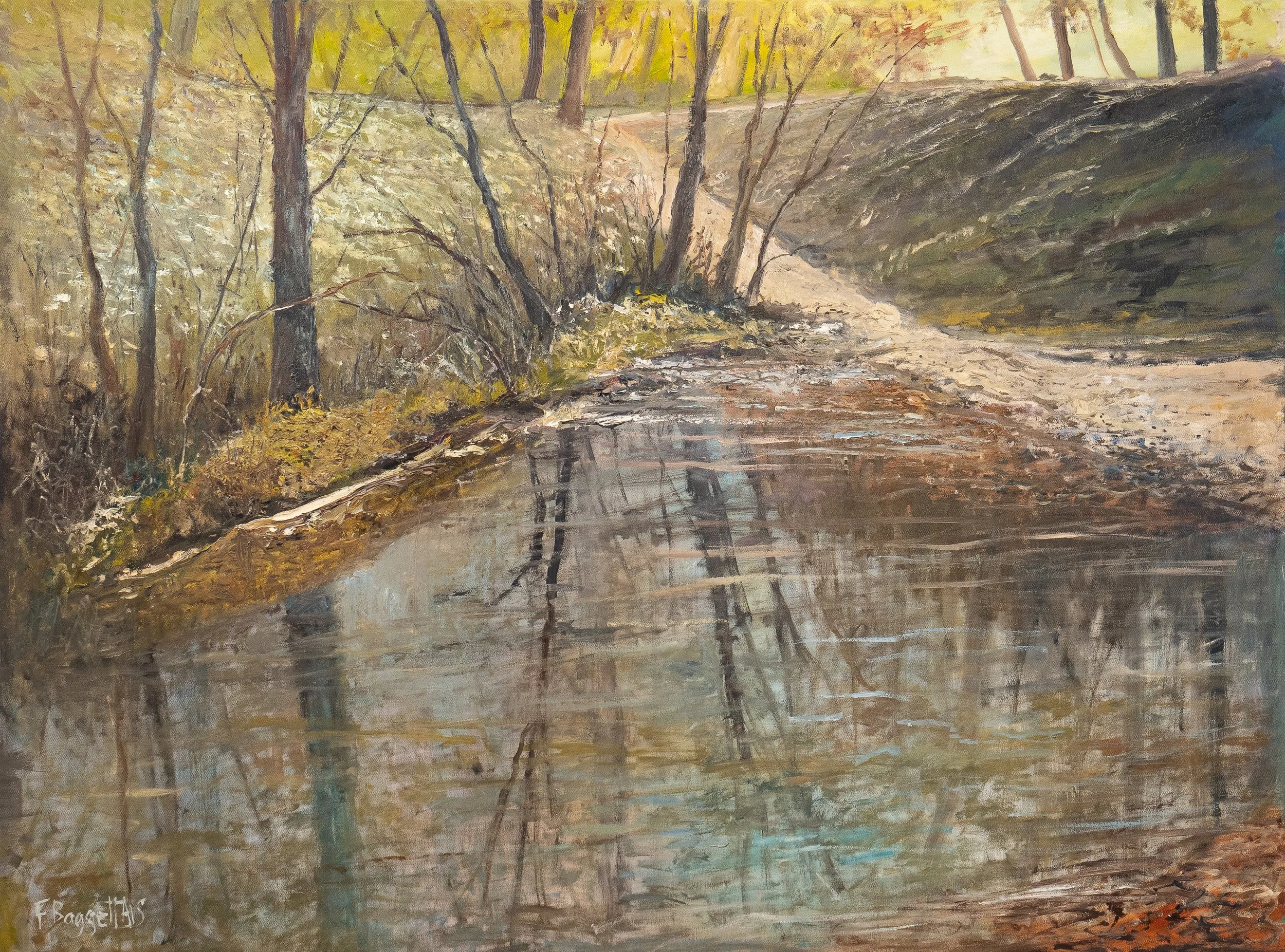 Hicks Farm Creek Crossing - 48" x 36" - oil on canvas