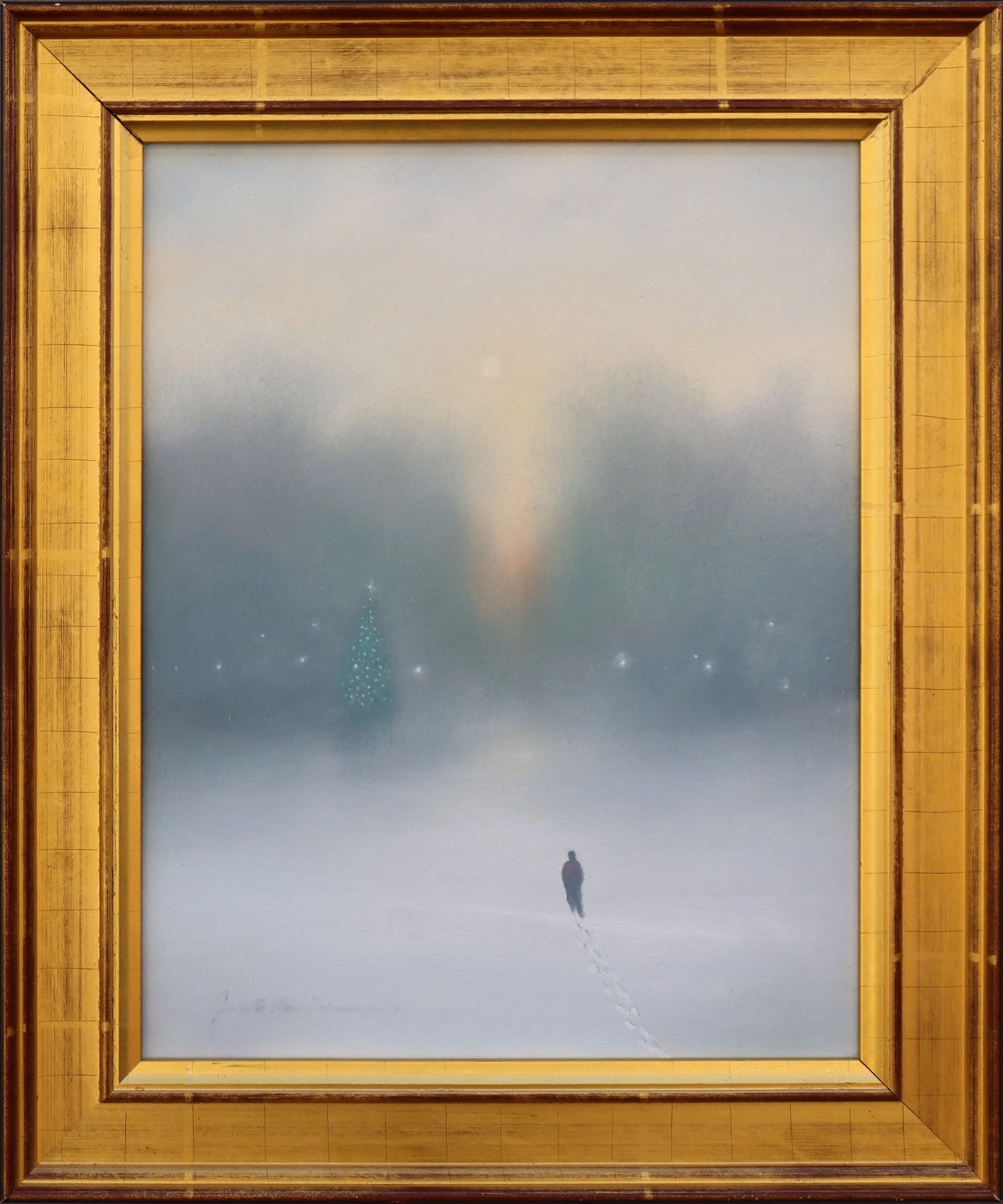 Through the Snow (Little Tree) - 11" x 14" - oil on board