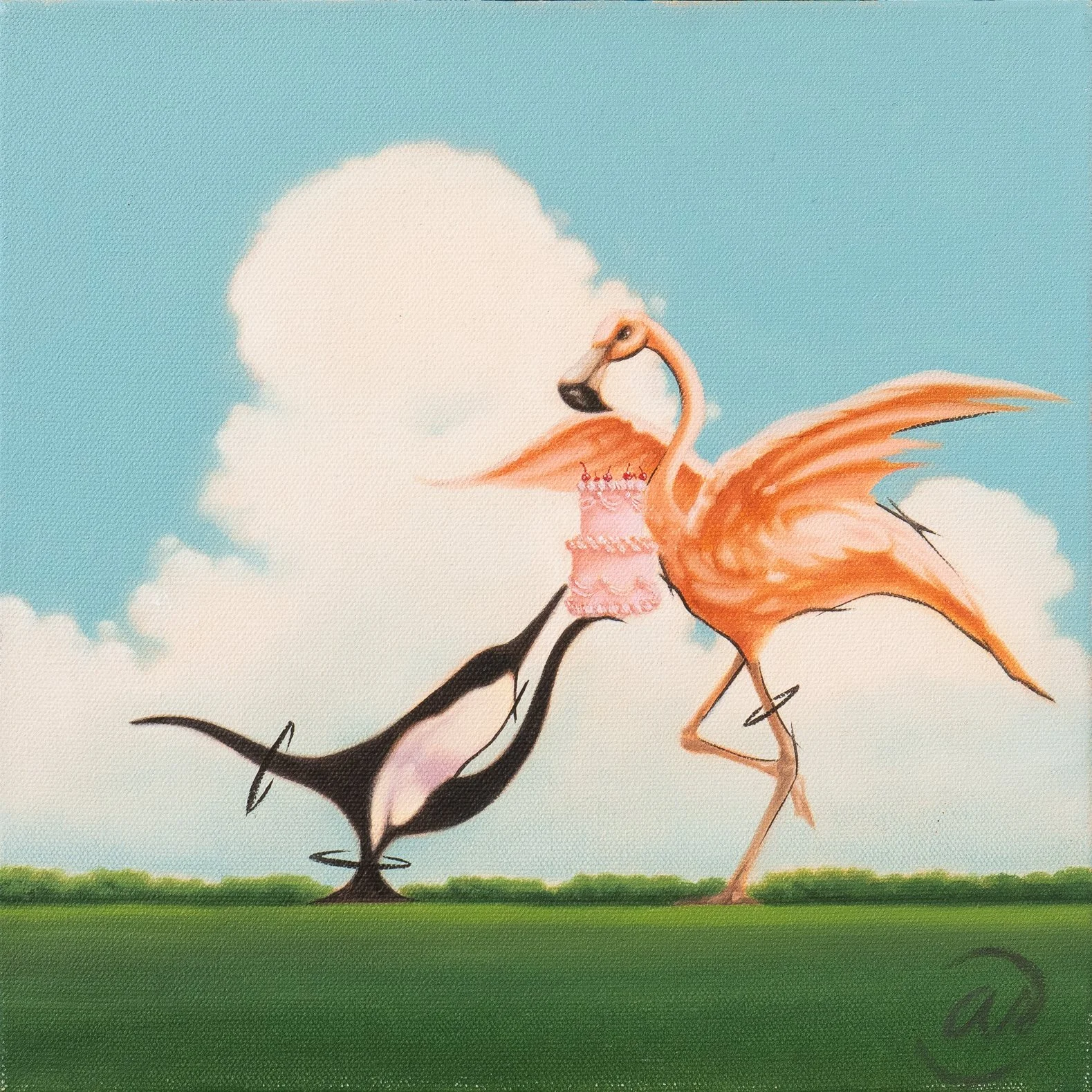 They Love Cake - 12" x 12" oil on canvas