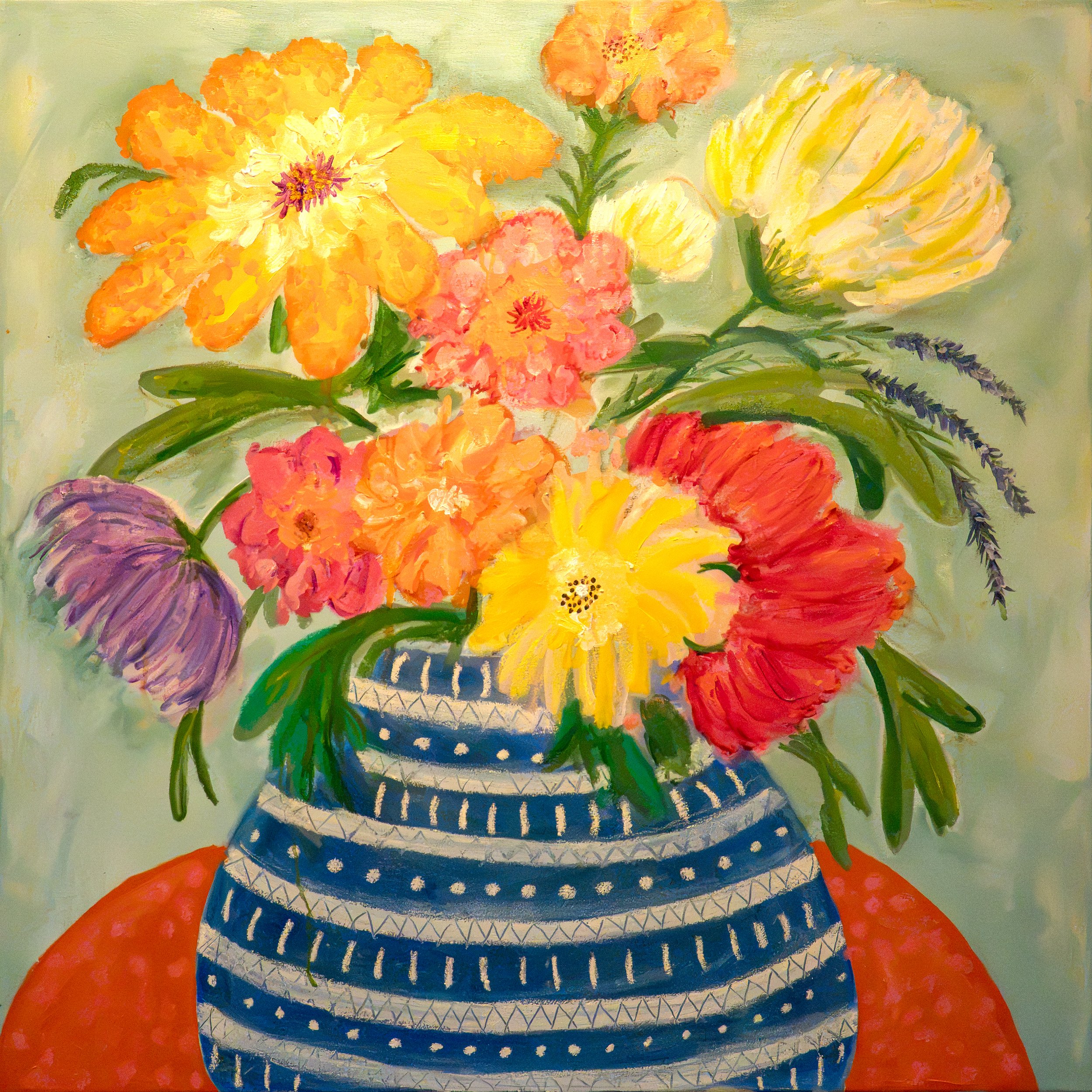 Flower Party - 40" x 40" - oil_on_canvas