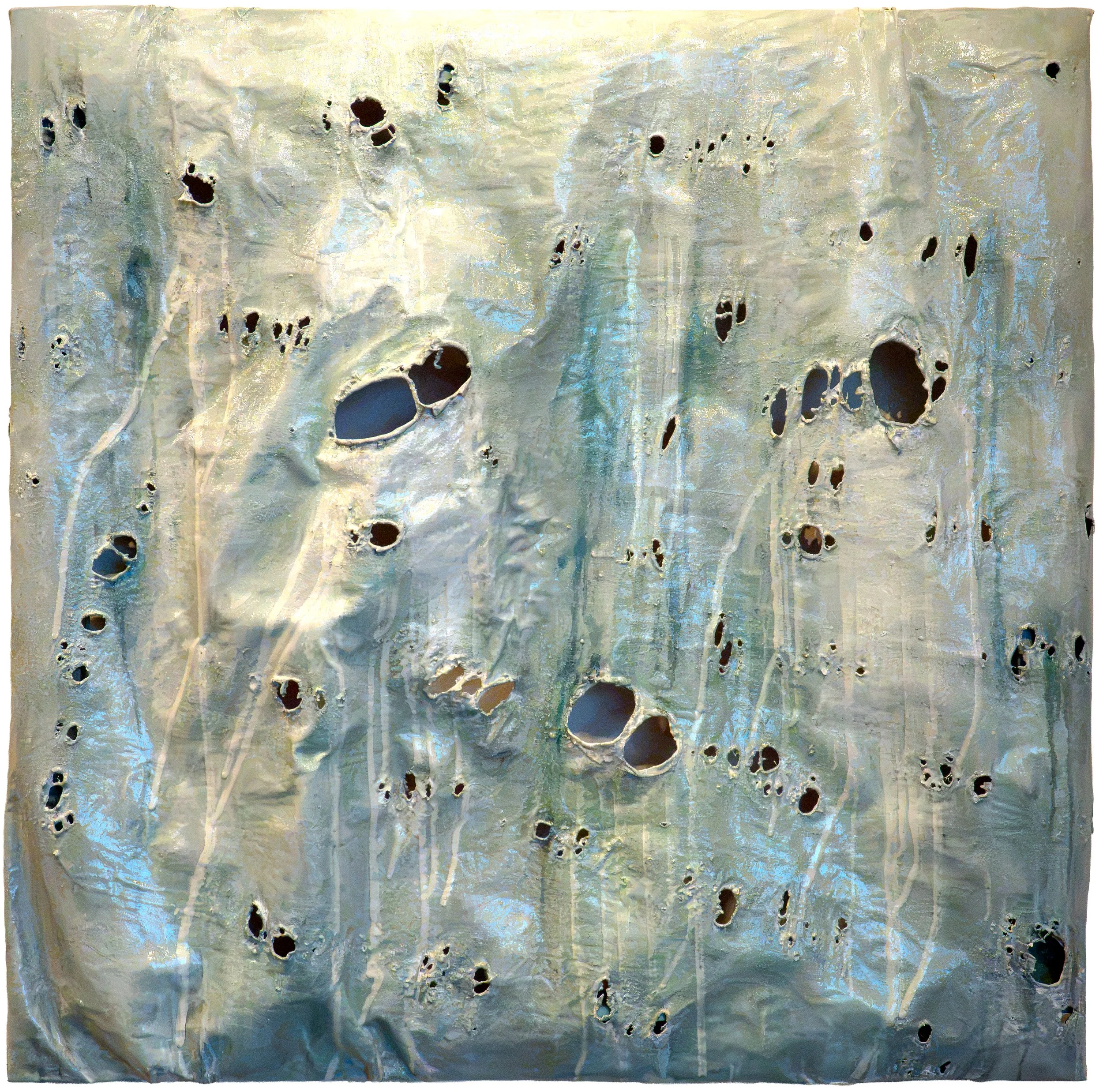Untitled (Rock) - 36" x 36" - gesso, resin and oil on jersey cotton